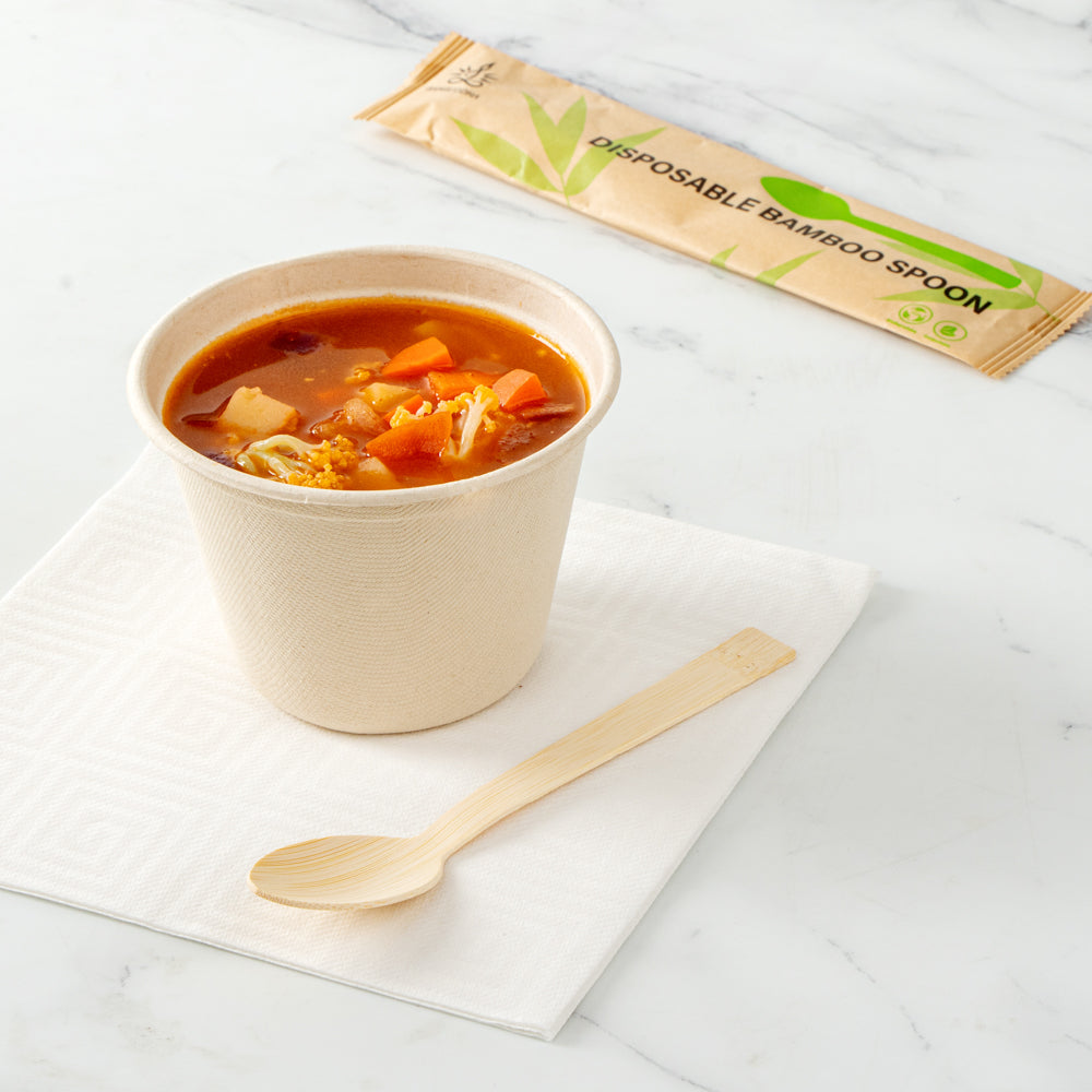 Eco-Friendly Bamboo Disposable Spoons - 1000 Count Bulk Pack with Kraft Paper Pouch (7