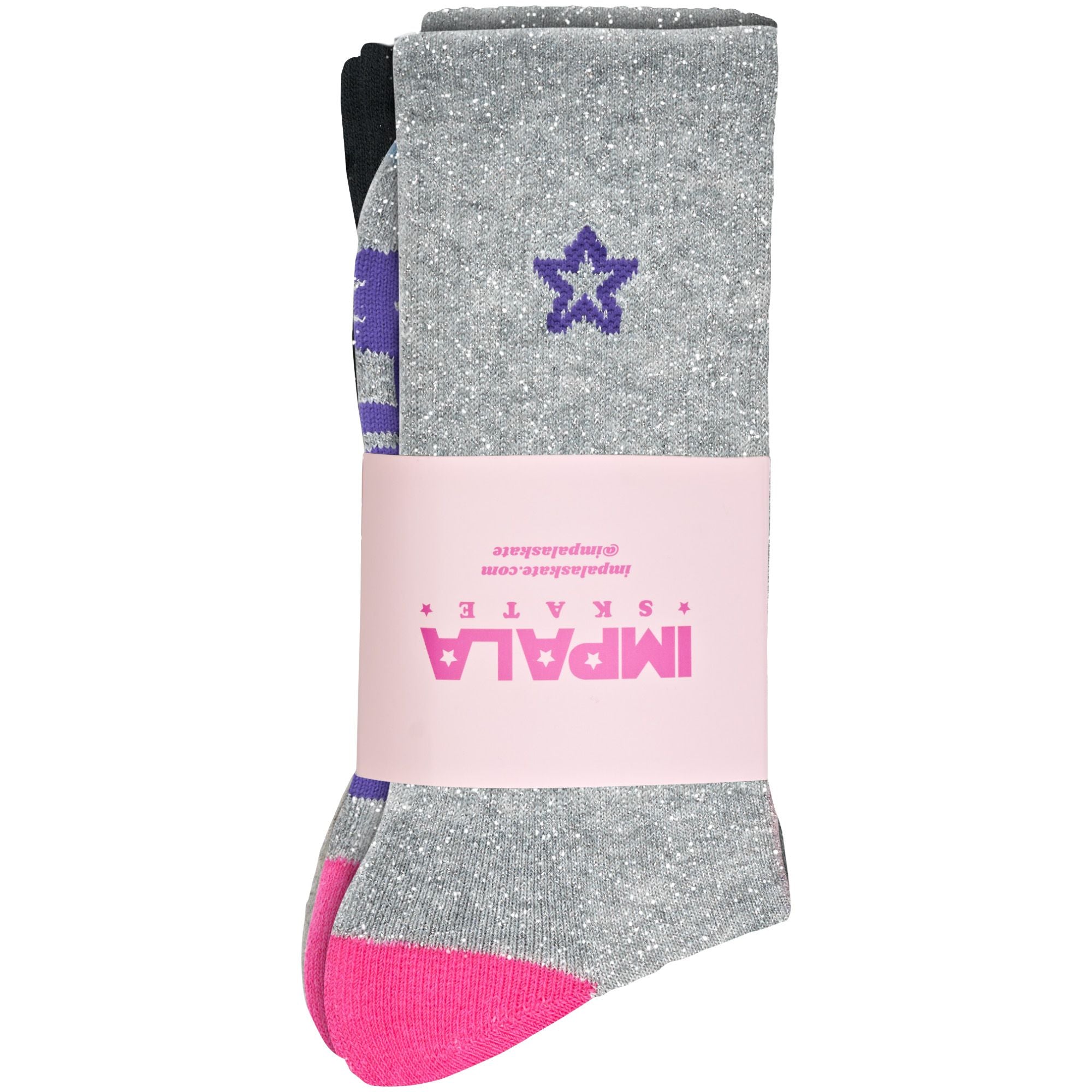 Impala Skate Socks 3 Pack - Cushioned Ankle Socks for Roller Skating & Roller Derby - Breathable & Comfortable Twinkle Design - Perfect for Skating Rinks, Dance Practice & Retro Fashion Outfits