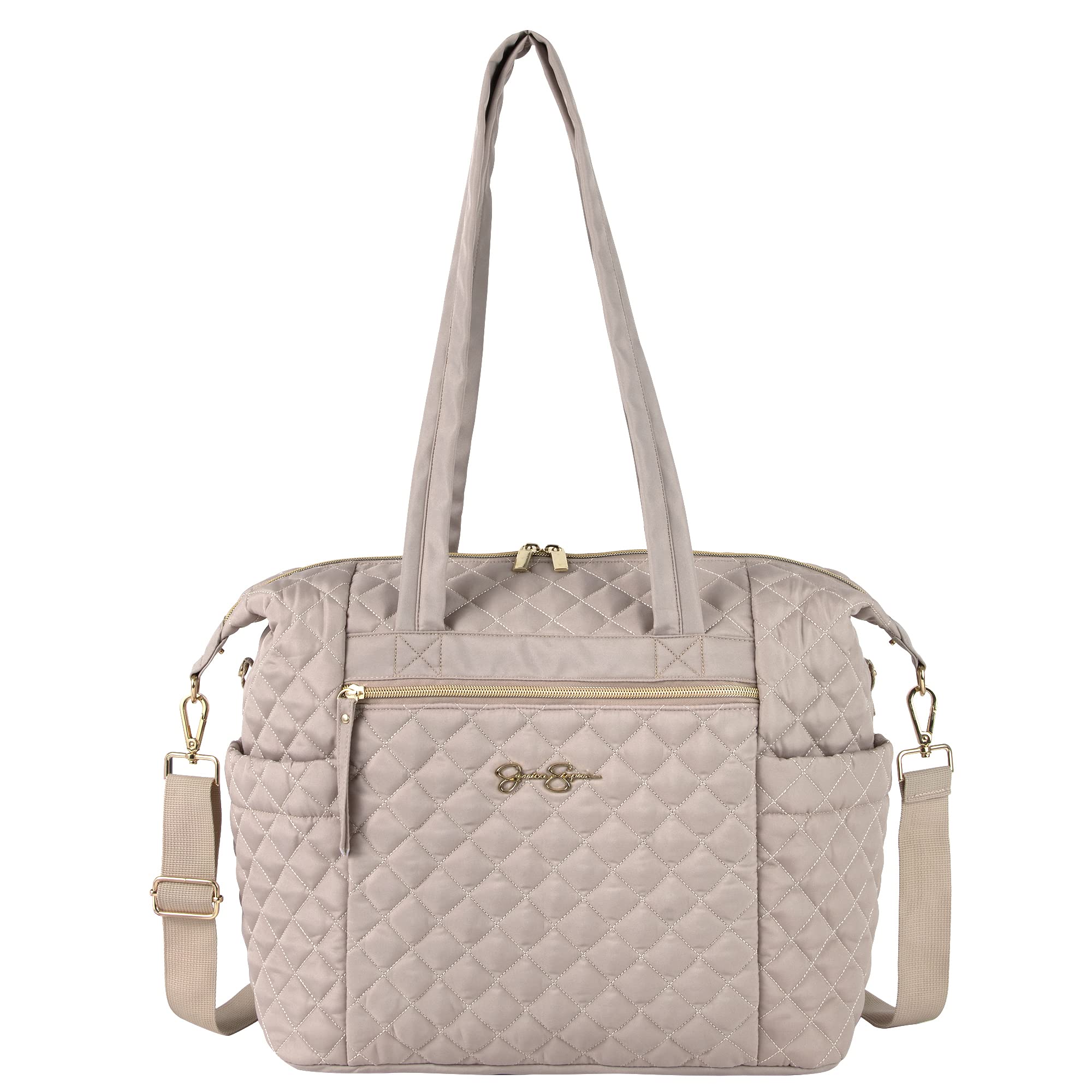 Jessica Simpson Quilted Crossbody Diaper Bag & Tote Purse Set for Baby Girls & Boys - Includes Changing Pad & Insulated Compartment | Perfect for Travel, Shopping & On-the-Go Parenting