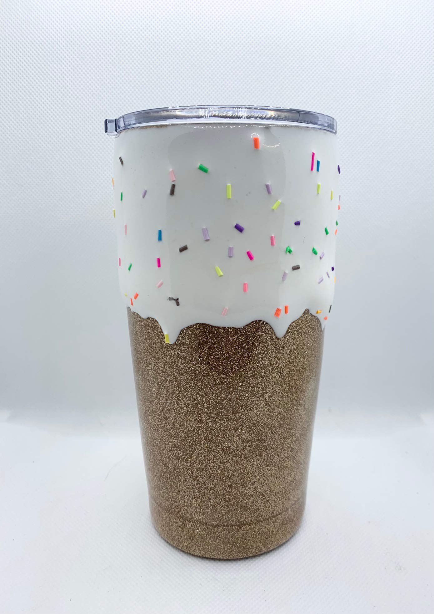 20 oz Epoxy Glitter Tumbler with Ice Cream Drip Design - Perfect for Smoothies, Iced Coffee & Custom Drinkware Gifts