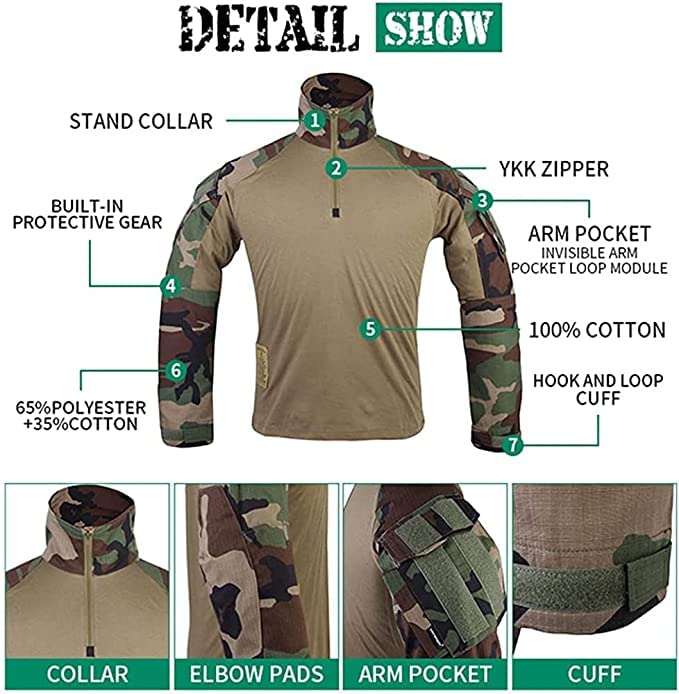 EMERSONGEAR Gen3 Military Uniform - Tactical Combat BDU Pants & Shirt Set with Knee Pads for Airsoft, Paintball, Outdoor Training & Survival Gear | Durable Army Apparel for Tactical Enthusiasts