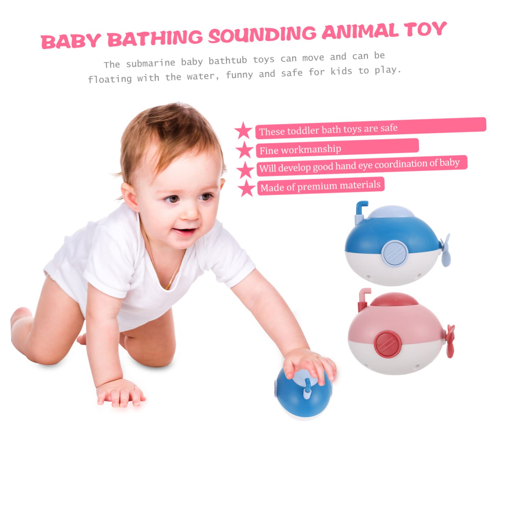 HEMOTON 8-Piece Bath Toys Set - Cute Animal & Submarine Bathtub Toys for Toddlers, Waterproof ABS Plastic for Safe Bath Time Fun - Perfect for Baby Shower Gifts & Kids Bathroom Play