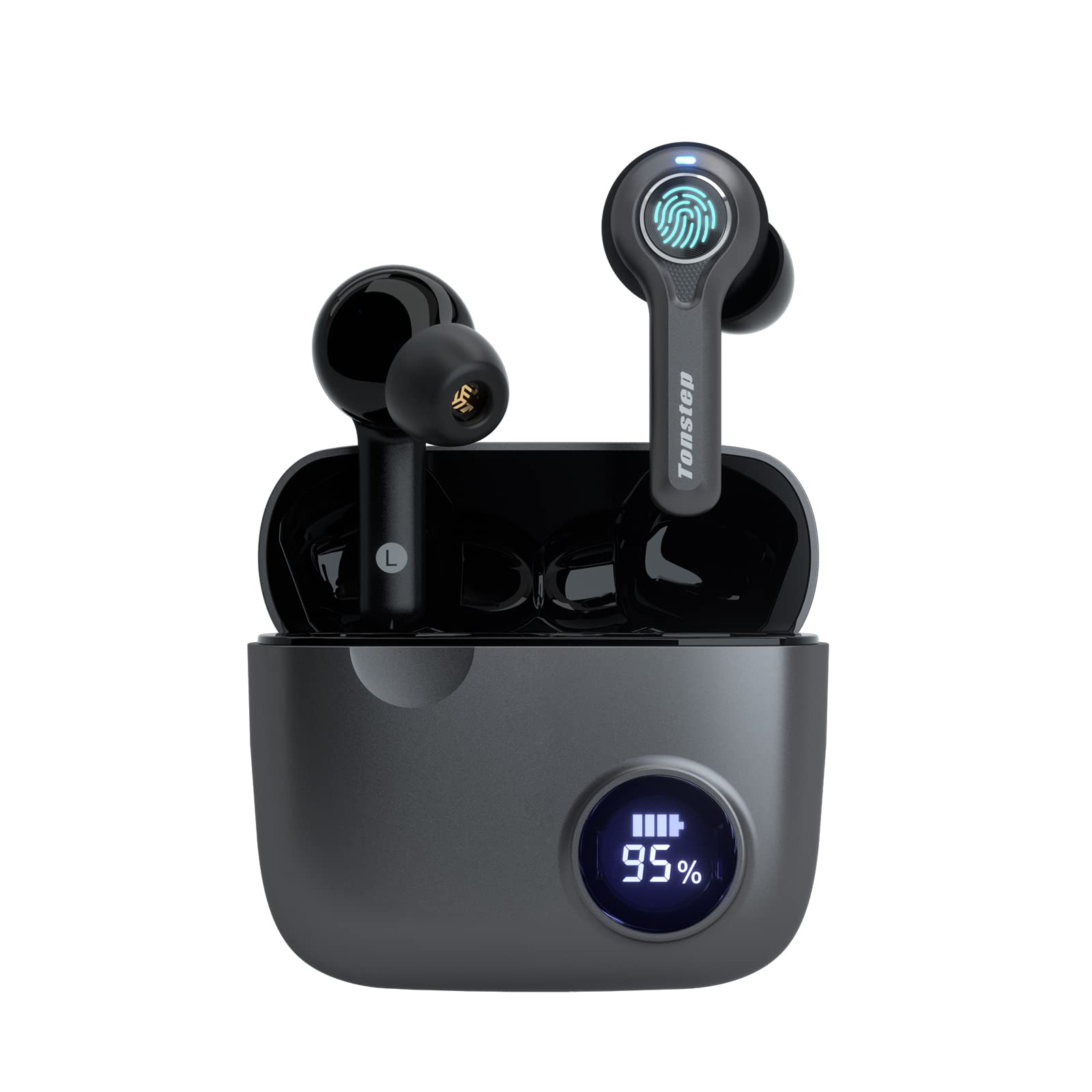 Tonstep ANC Wireless Bluetooth 5.3 Earbuds with Active Noise Cancellation, ENC Mic, UVnano Charging Case, 38H Battery, IPX6 Waterproof - Perfect for Gym Workouts, Running, Travel & Office Use - Noise Cancelling Headphones for Commuting, Studying & Sleeping (Grey)