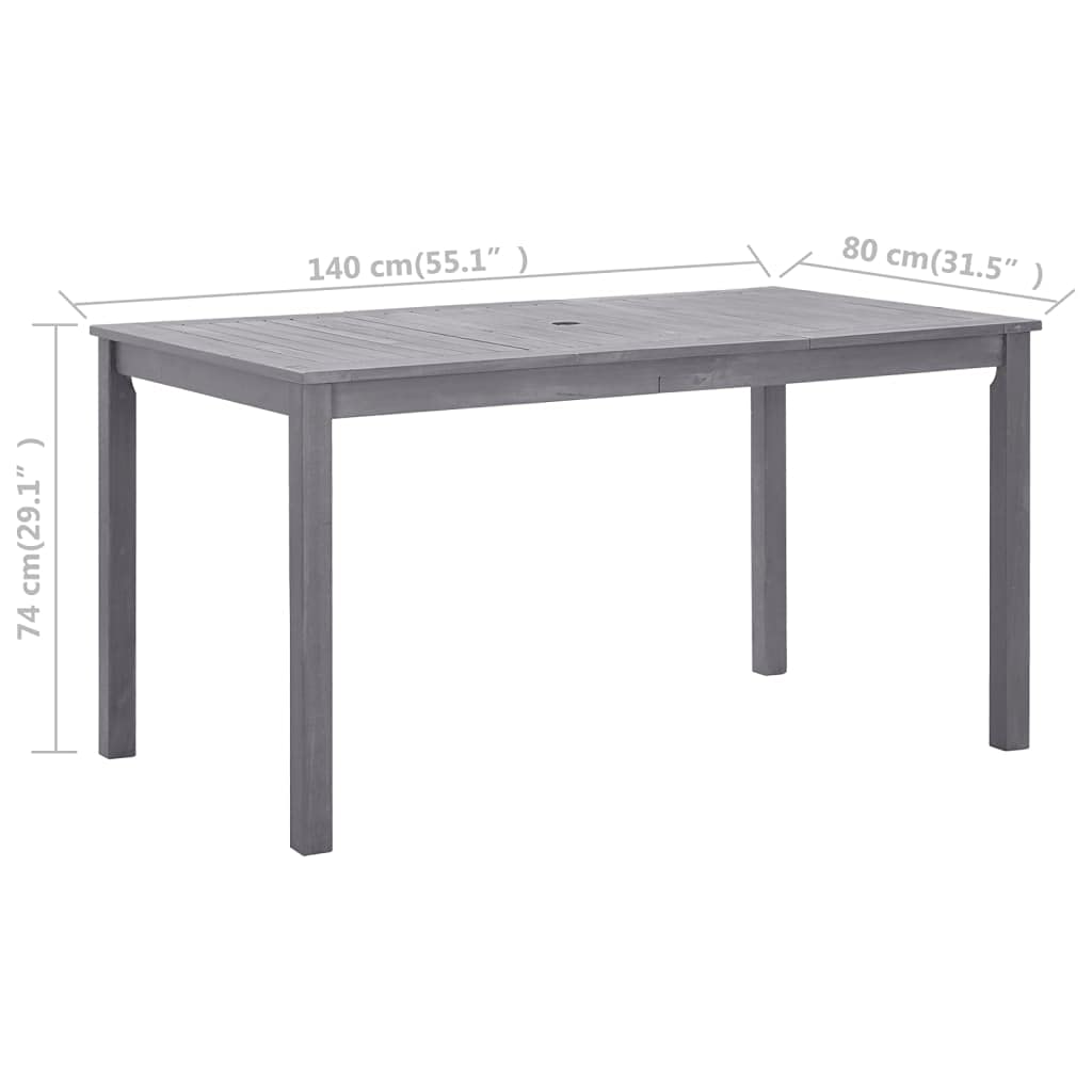 Acacia Wood Patio Dining Table - Gray Wash Outdoor Garden Table for Dining, Entertaining & Relaxing | Weather-Resistant Solid Wood Construction for Backyard, Deck & Poolside Use