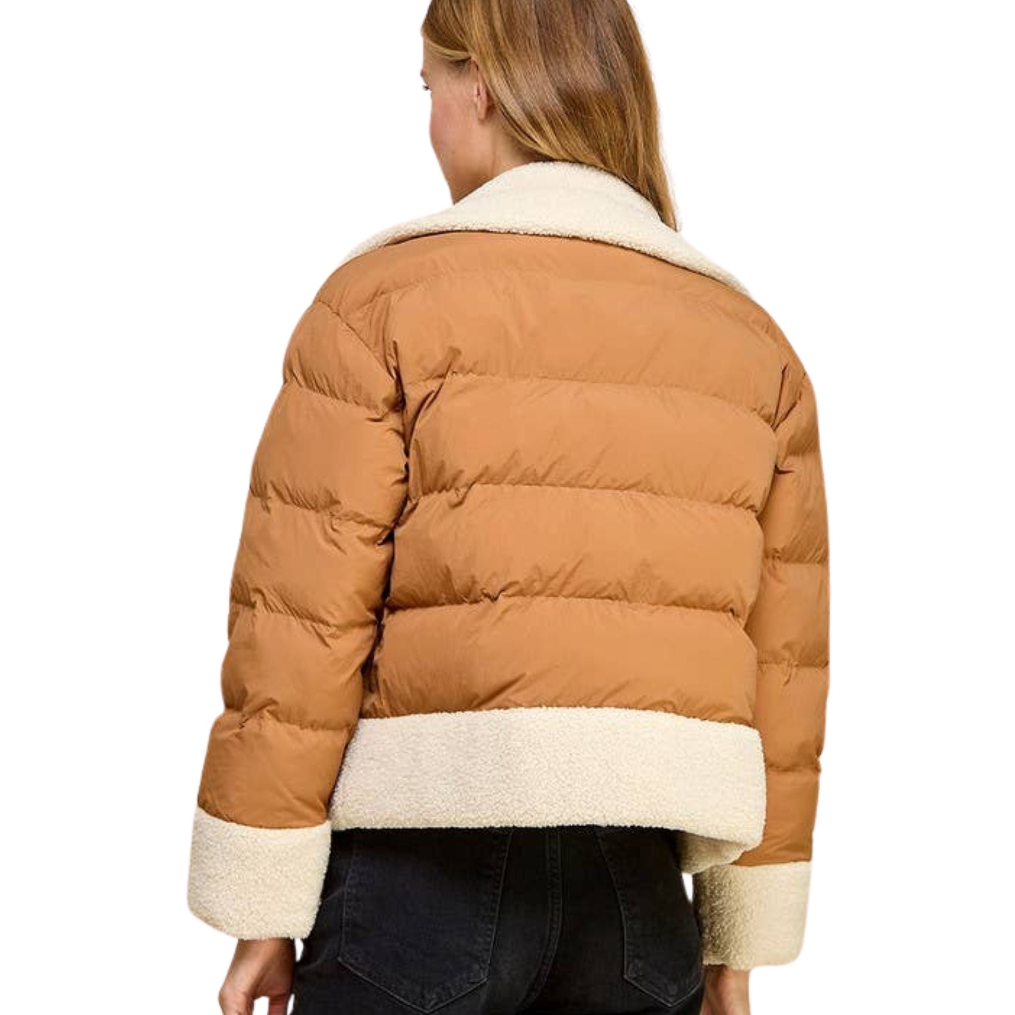 Sherpa Trim Padded Puffer Jacket - Warm Winter Coat for Women & Men | Cozy Fleece-Lined Outdoor Jacket for Cold Weather, Hiking & Snow Activities