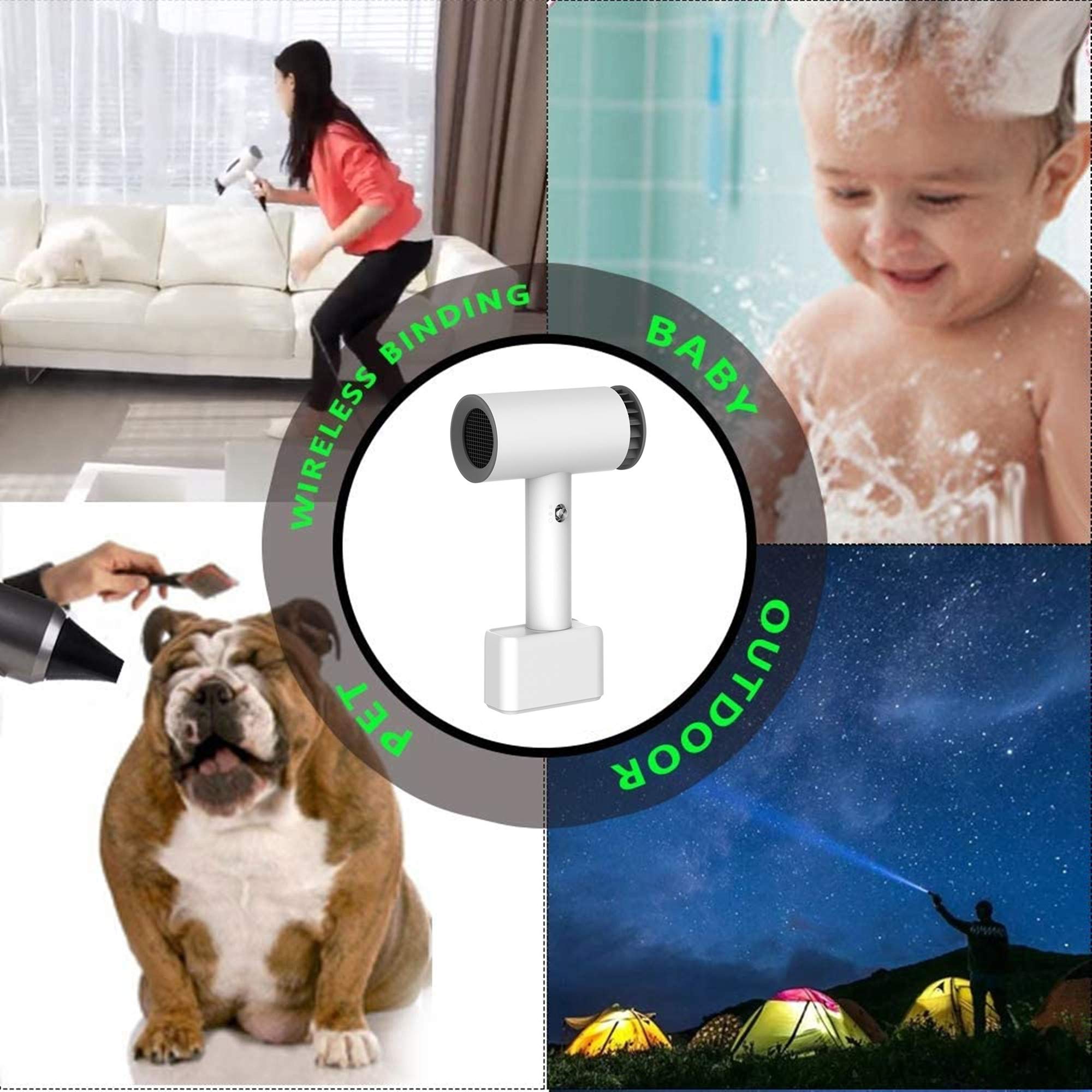 Portable Cordless Hair Dryer - Lightweight Rechargeable Blow Dryer for Travel, Home & Salon Use | Fast Drying for Humans & Pets | Perfect for Camping, Gym, School & On-the-Go Styling