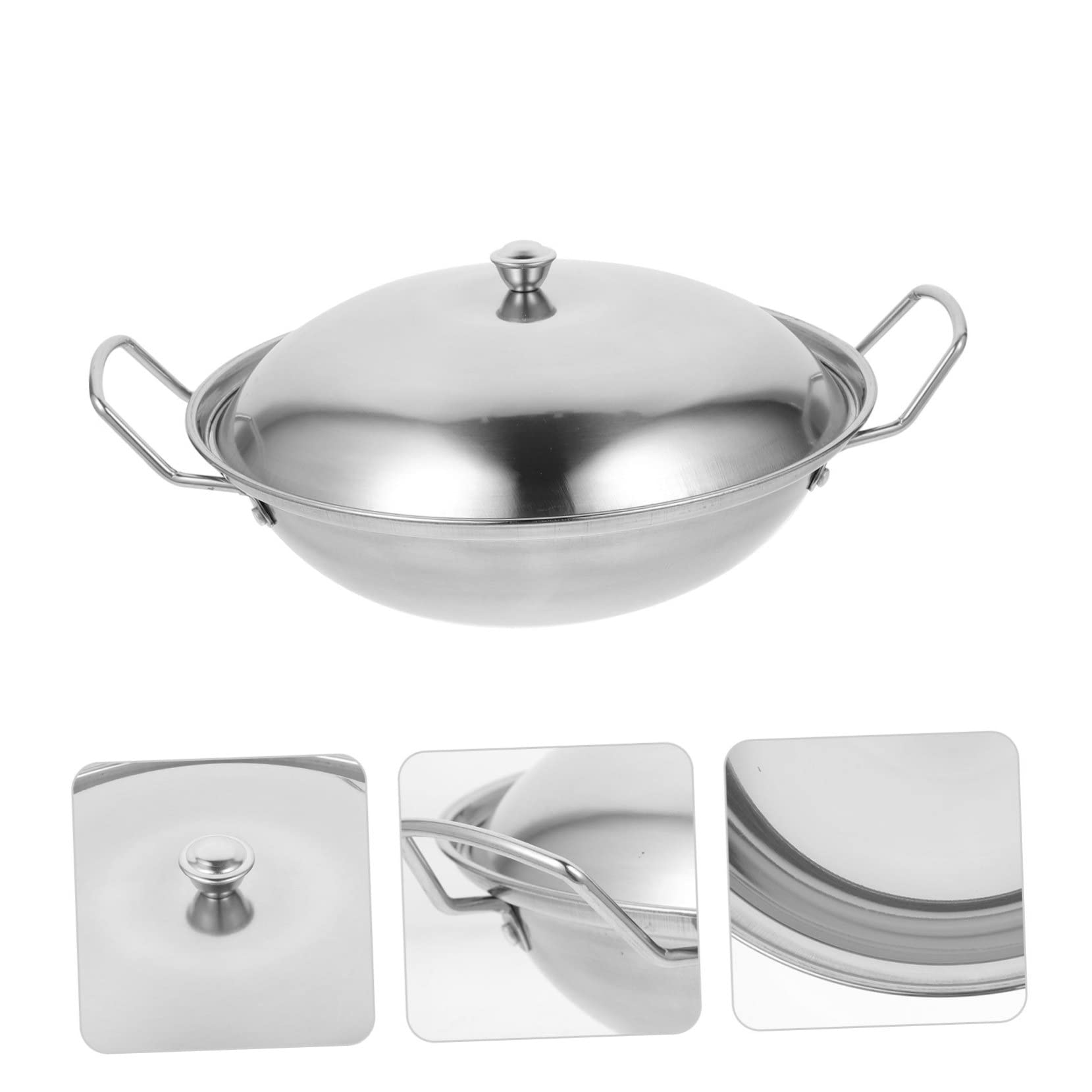 Hemoton 10-Piece Stainless Steel Cookware Set with Lids - Stockpot, Wok, Frying Pan, Sauce Pan & Egg Pan - Oven Safe & Anti-Spill Design for Professional & Home Kitchen Cooking, Stir-Frying, Boiling & Baking