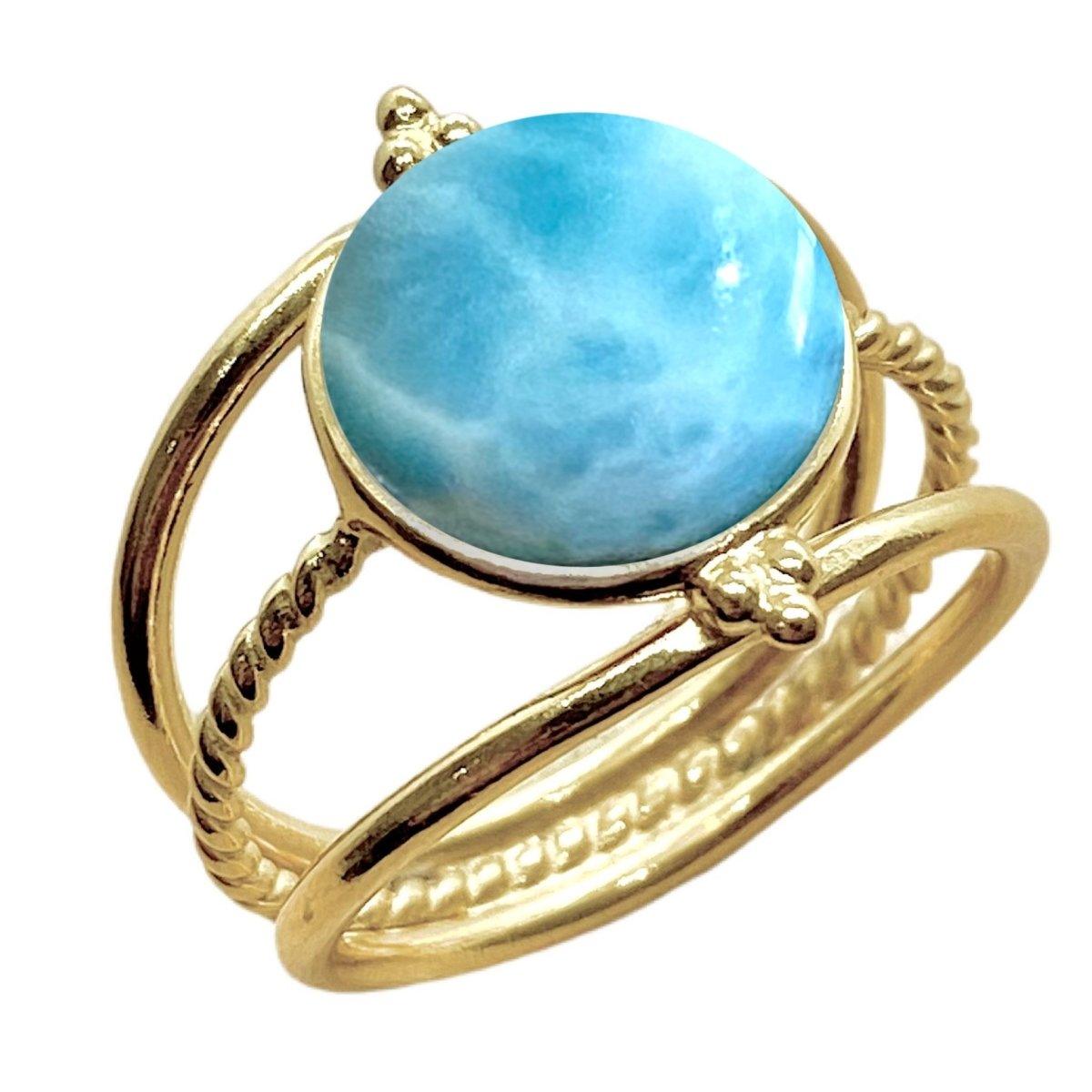 Laihas Free Spirit Gold Larimar Ring – Elegant Handmade Jewelry for Women, Perfect for Boho Style & Everyday Wear