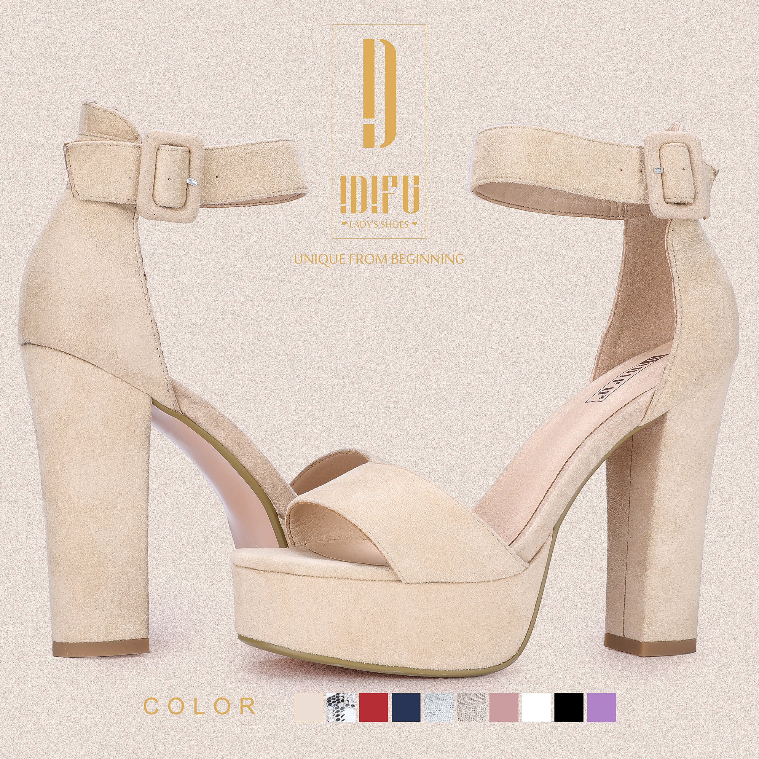IDIFU IN5 Sabrina Women's Platform Heels - Chunky Block Heel Sandals with Ankle Strap | Open Toe Dress Shoes for Wedding, Party & Special Occasions | Perfect for Evening Events, Date Nights & Formal Gatherings