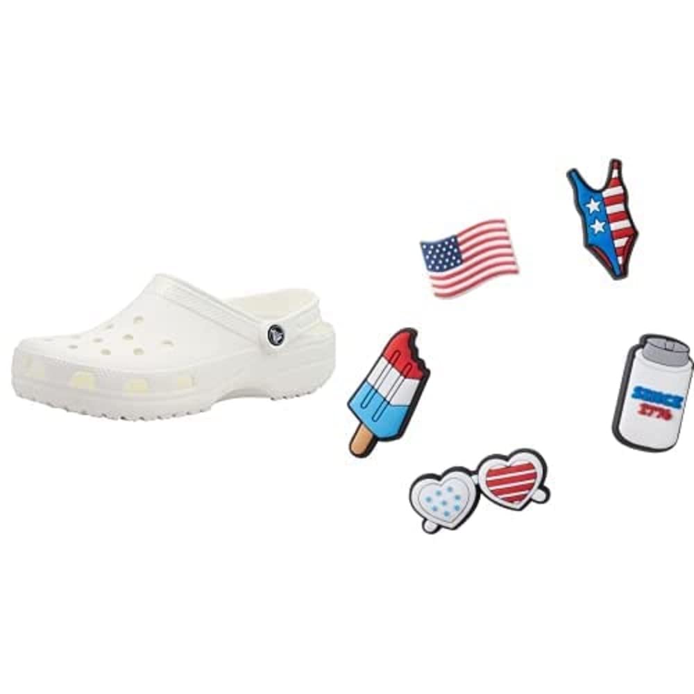 Crocs Classic Americana Clogs - Comfortable Slip-On Shoes with American Flag Design | Waterproof & Lightweight for Beach, Pool, and Outdoor Activities