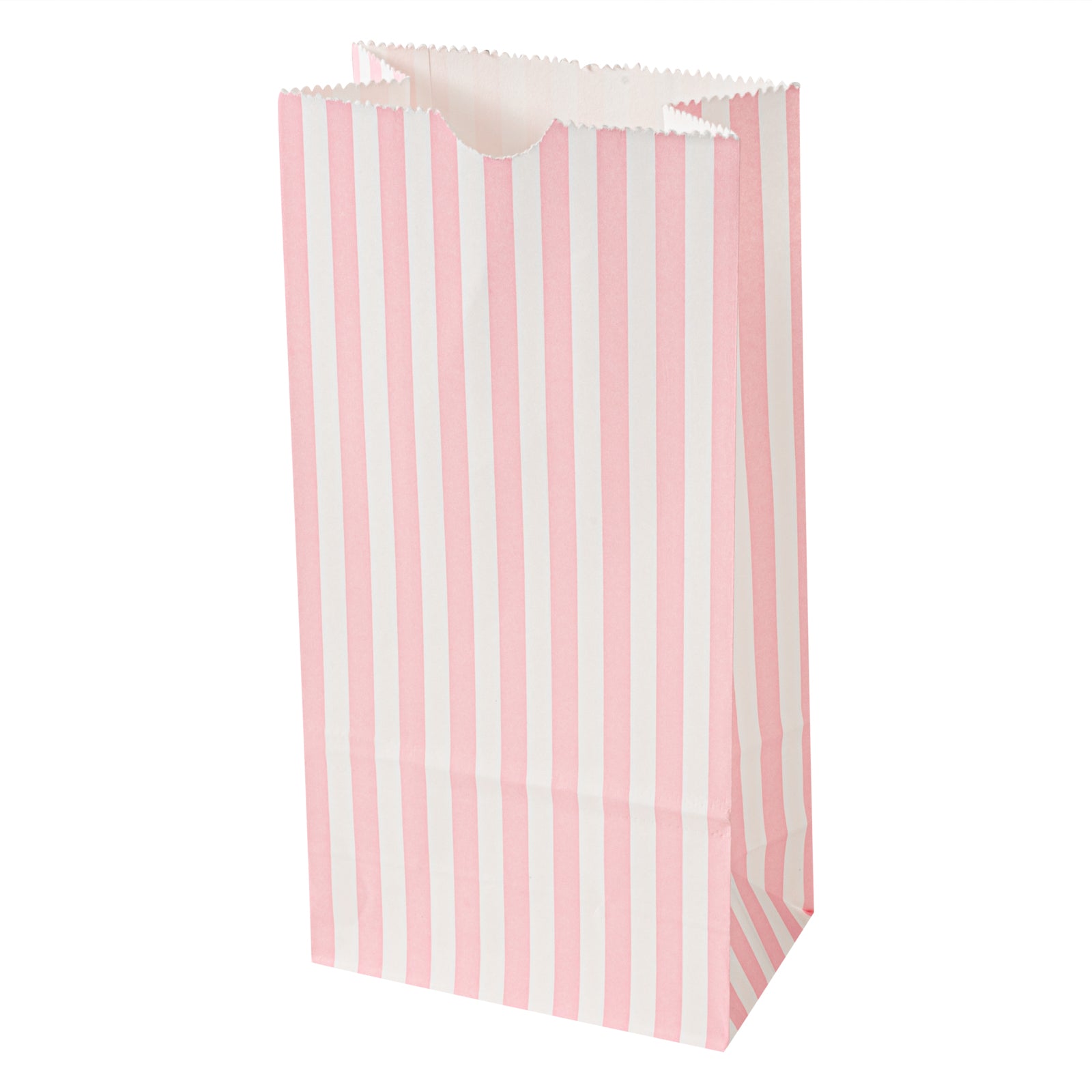 Pink and White Striped Paper Bags - 2 lb Capacity, 4.25