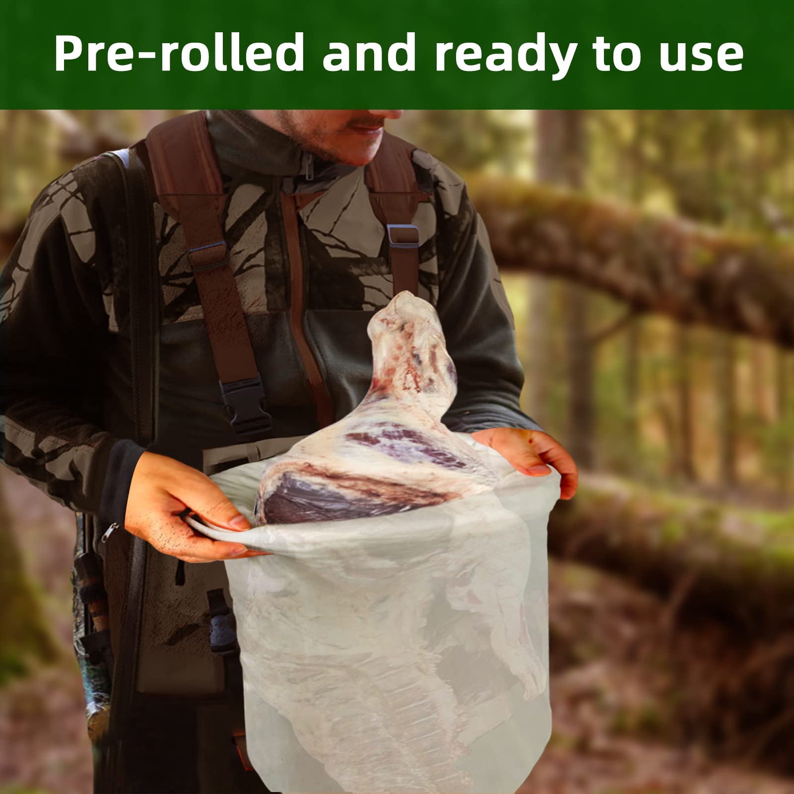 Gociean Heavy Duty Reusable Game Bags for Elk Hunting - 60 Inch 5-Pack Breathable Meat Storage Bags with Reflective Strips - Perfect for Elk, Deer, Moose & Big Game Processing - Ideal for Field Dressing, Transporting & Preserving Wild Game Meat