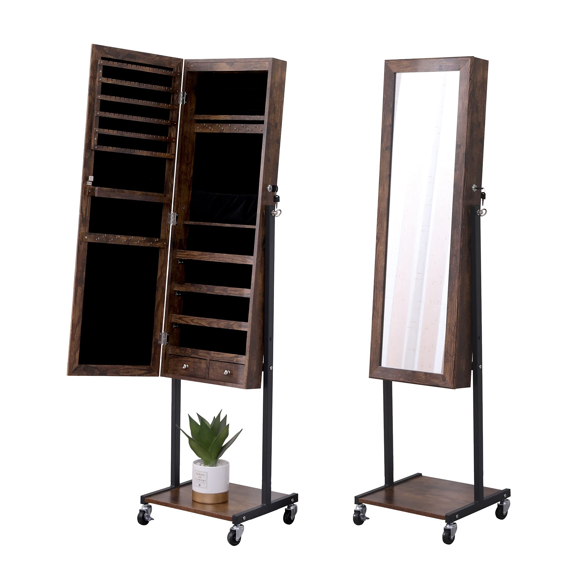 Stylish Jewelry Storage Mirror Cabinet - Door & Wall Mount for Bedroom