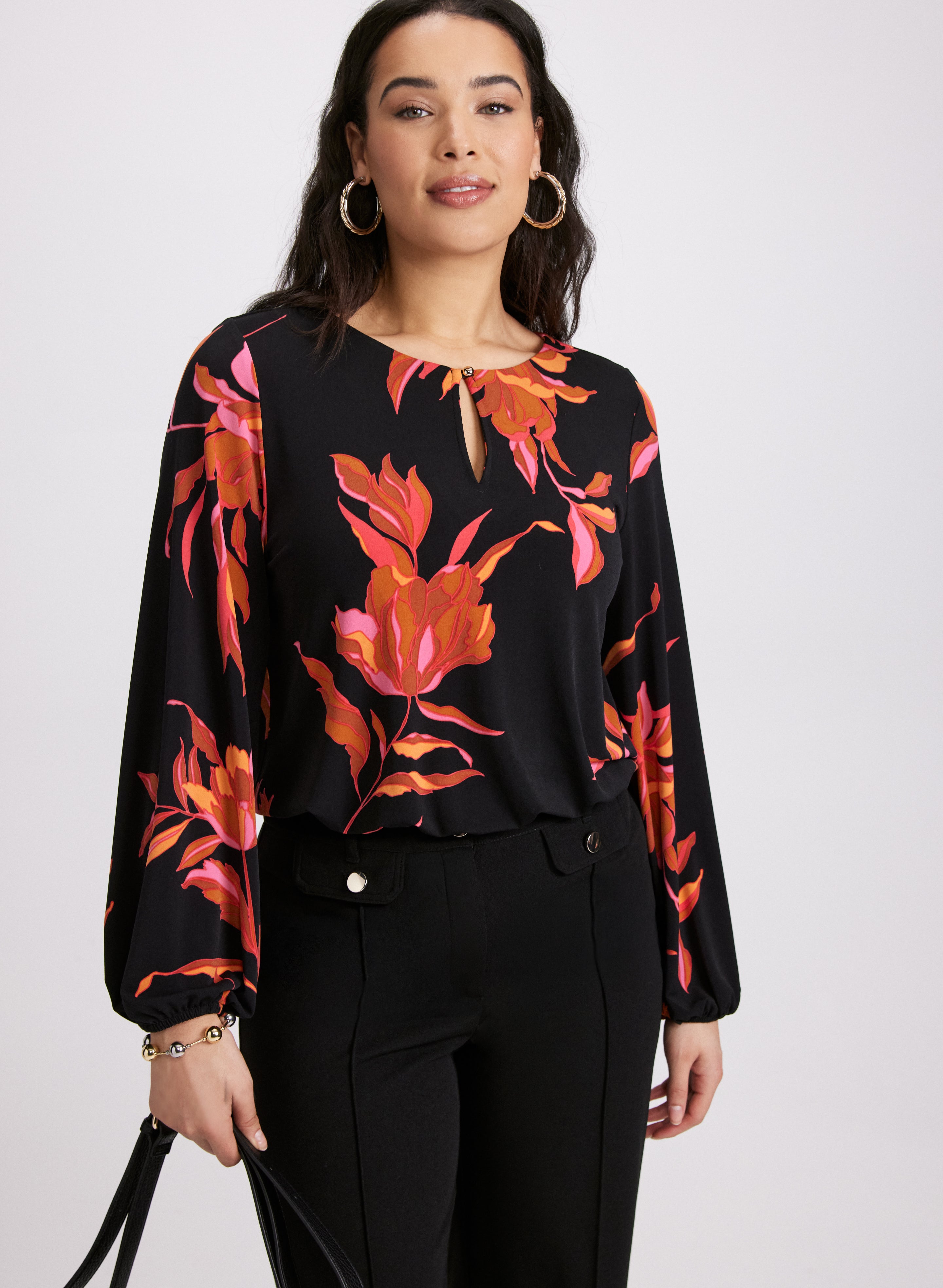 Floral Print Women's Blouse - Elegant Flowy Tops for Spring & Summer | Perfect for Casual Outings, Office Wear & Date Nights
