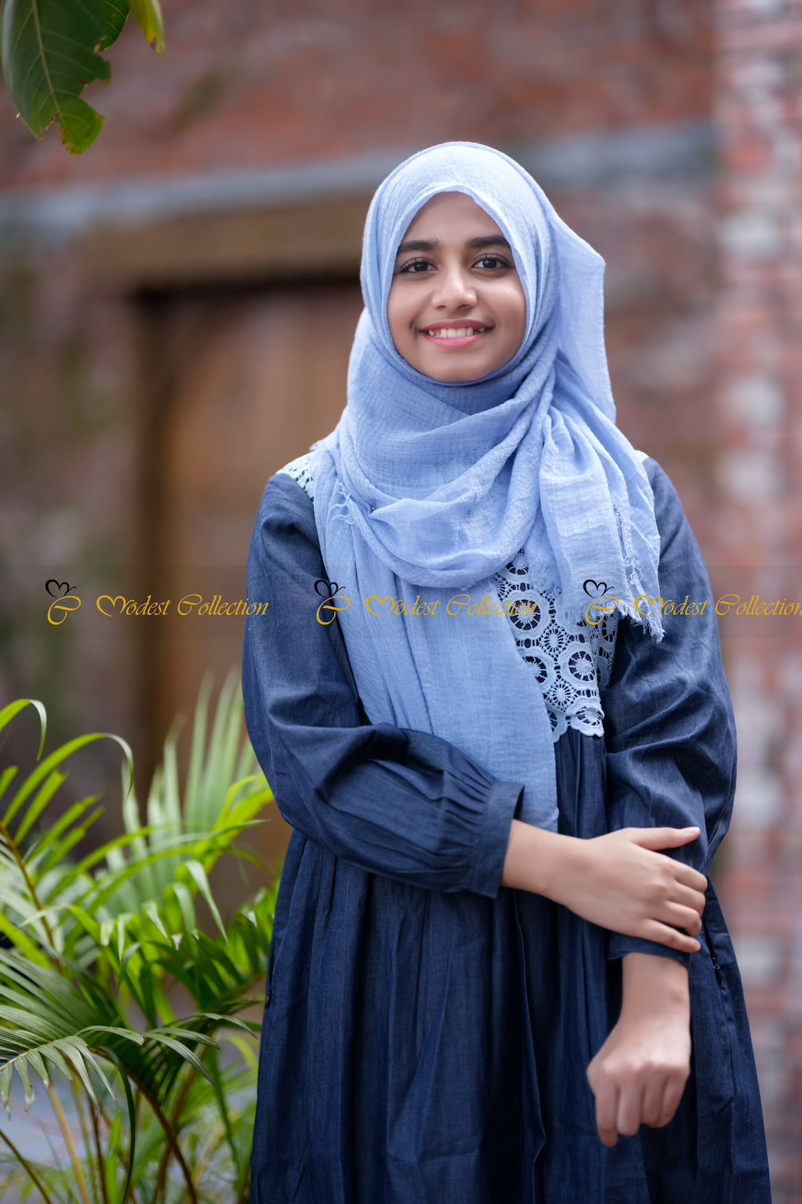 Crochet Denim Modest Dress for Women - Boho Chic Long Sleeve Maxi Dress with Lace Trim - Perfect for Beach Weddings, Summer Vacations & Casual Outings