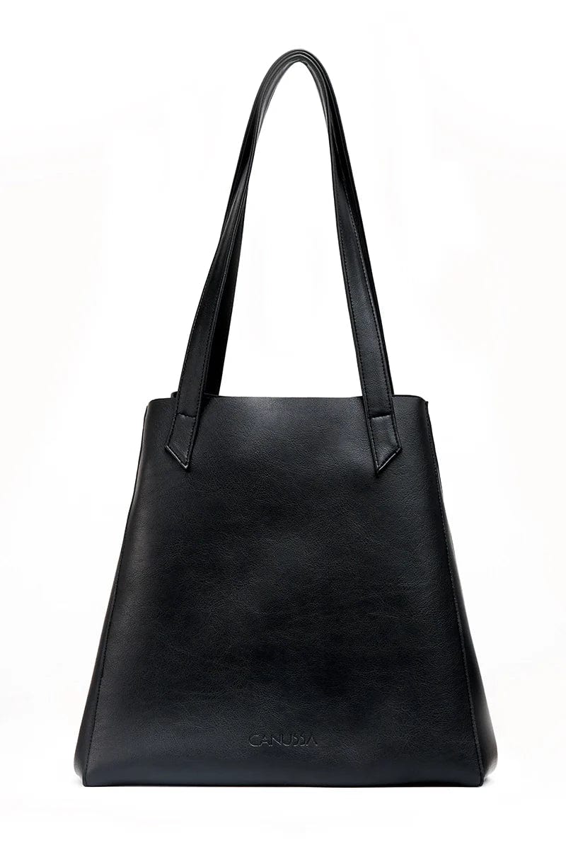 Totissimo Foldable Vegan Leather Tote Bag for Women - Stylish & Eco-Friendly Black Handbag | Perfect for Work, Travel & Shopping