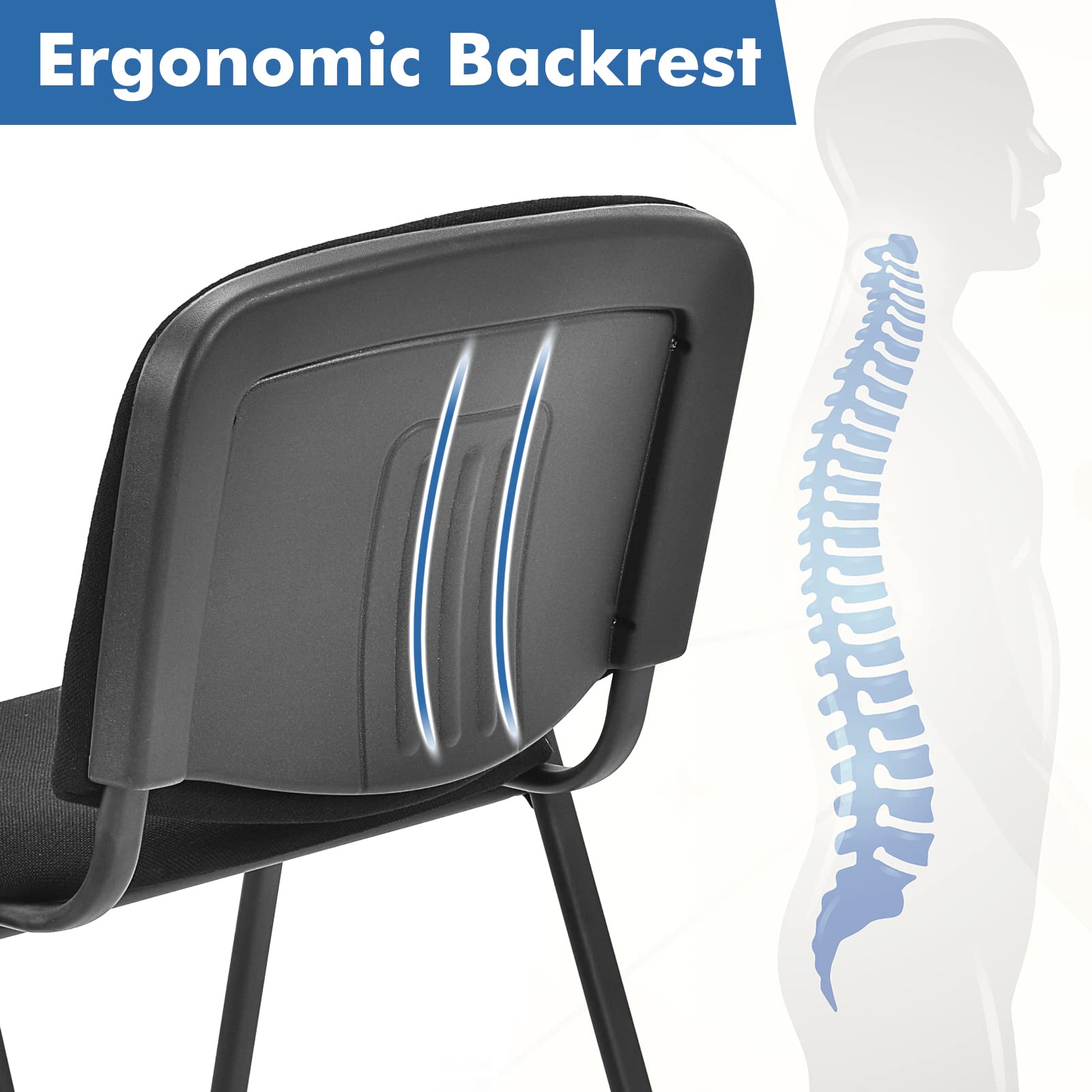S AFSTAR 5-Pack Stackable Conference Chairs with Padded Seat Cushion - Ergonomic Office Guest Chairs for Reception, Waiting Room, Meeting Room, Office Lobby & Church - Perfect for Business Meetings, Events & Worship Spaces
