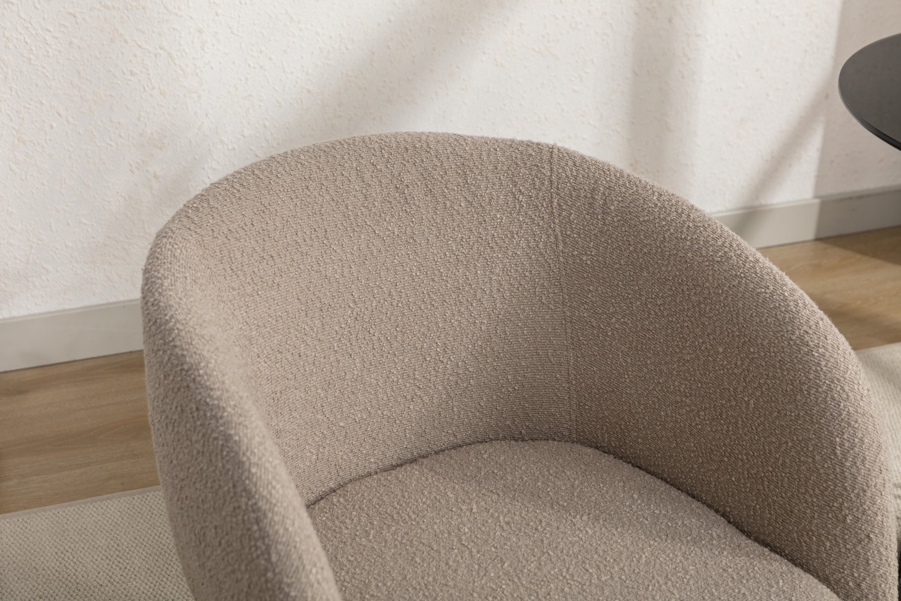 Boucle Fabric Dining Chair with Black Metal Legs - Set of 1 - Modern Upholstered Accent Chair for Kitchen, Dining Room, or Office
