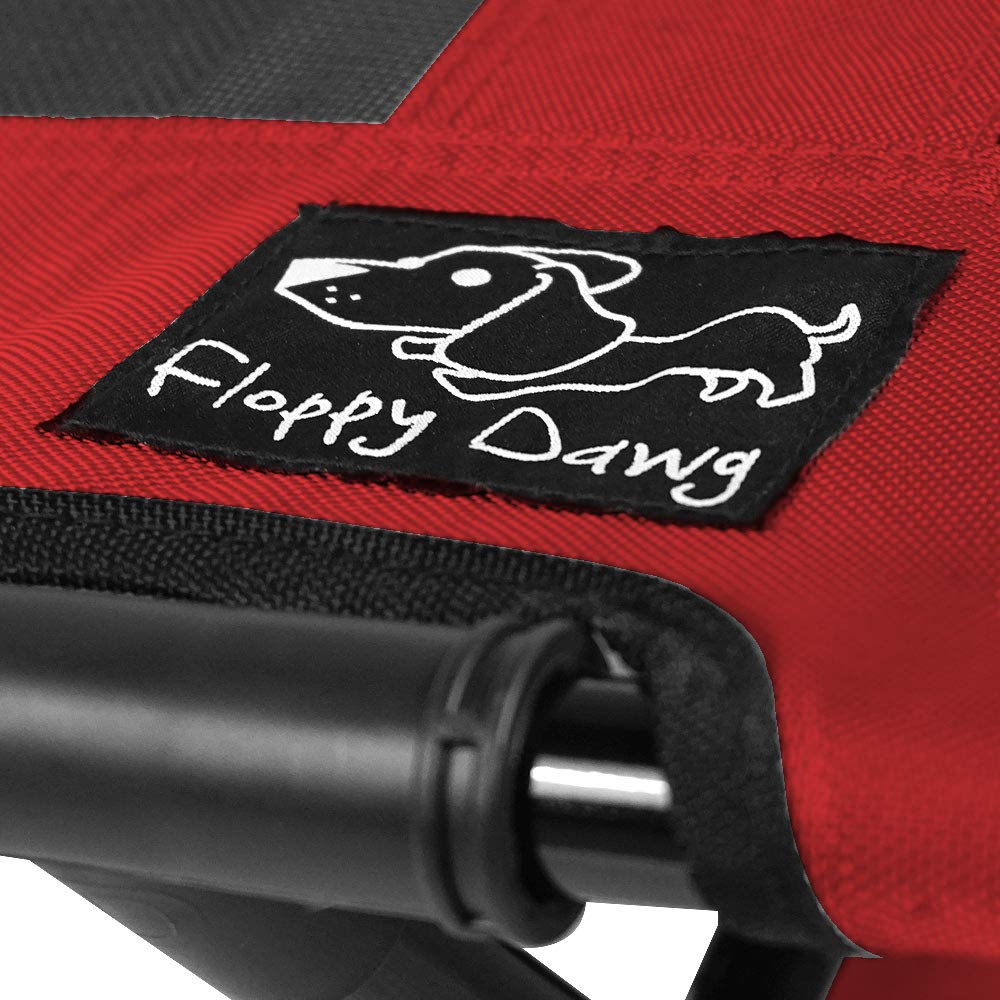 Floppy Dawg Elevated Dog Bed - Portable Cool Cot with Canopy for Indoor & Outdoor Use