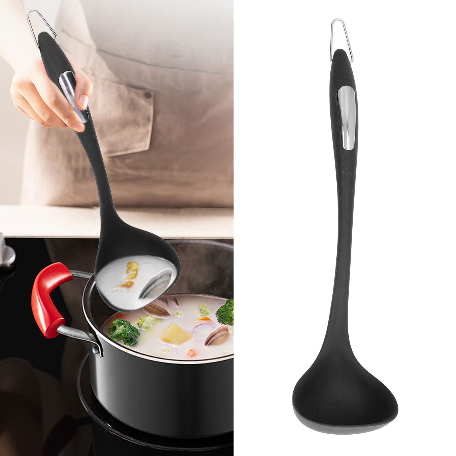 **Black Kitchen Spoon - Space-Saving, Easy Control & Clean Dining Utensil for Family & Restaurant Use | Perfect for Cooking, Serving & Everyday Meals**