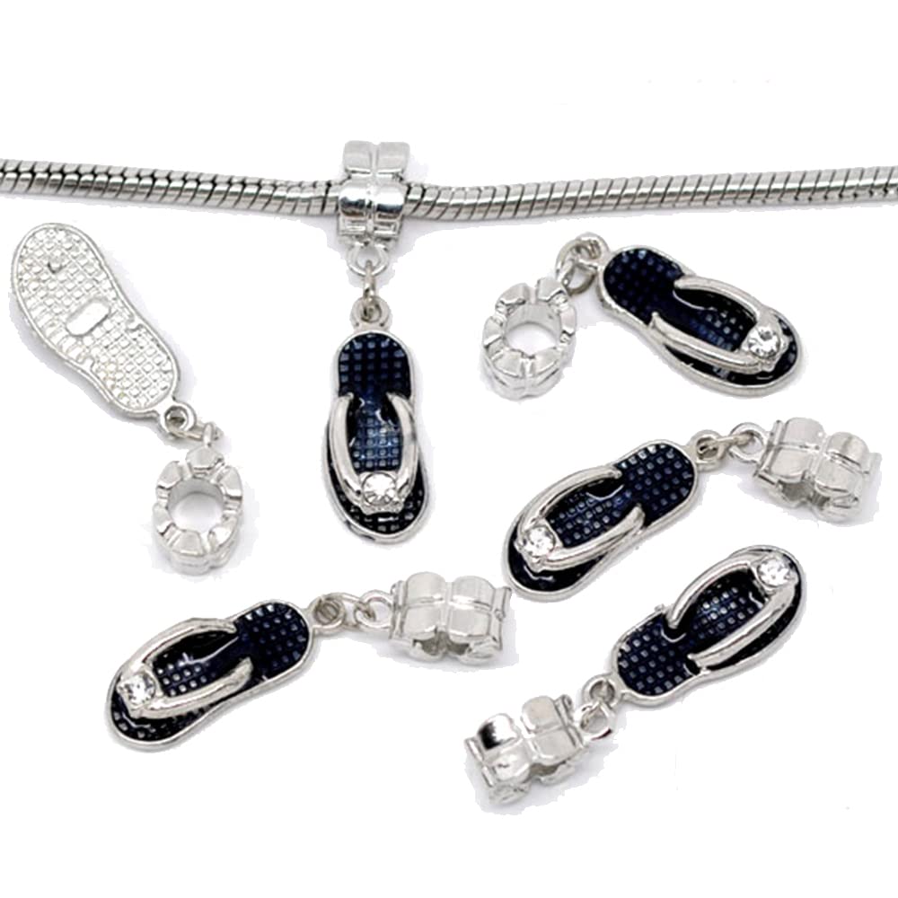Sparkly Black Rhinestone Bead Charm Sandals - Sexy Dangle Charms for Snake Chain Bracelets | Perfect for Beach Parties, Summer Fashion & Jewelry Making
