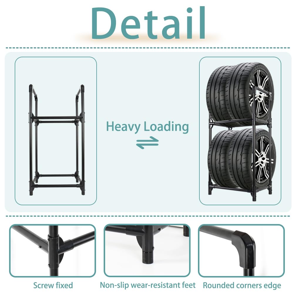 Hershii Heavy Duty Tire Storage Rack - Black 22.51