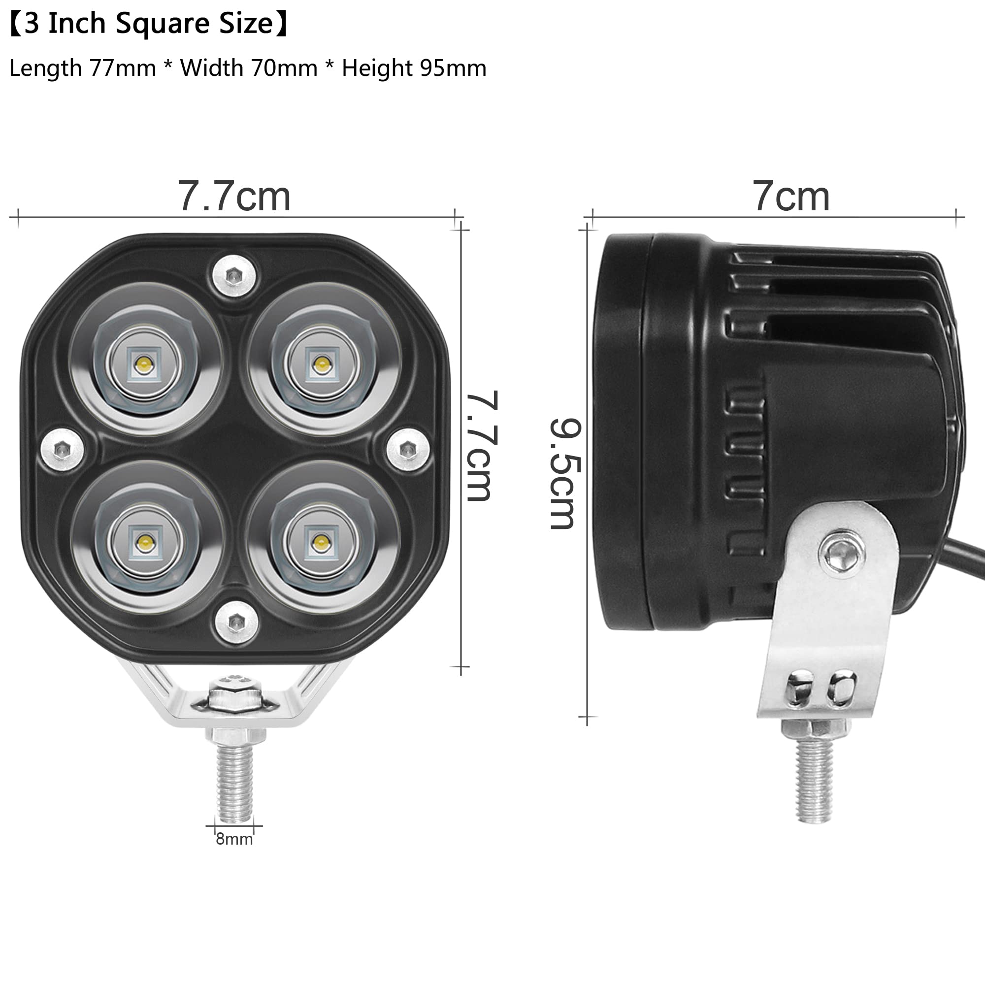40W White LED Pod Lights (3 Inch) - 12V/24V Universal Cube Spot & Fog Lights for Off-Road Cars, Trucks, Boats, ATV, UTV, SUV, Forklift, Motorcycle - Pack of 2 | Perfect for Night Driving, Camping & Work Lighting