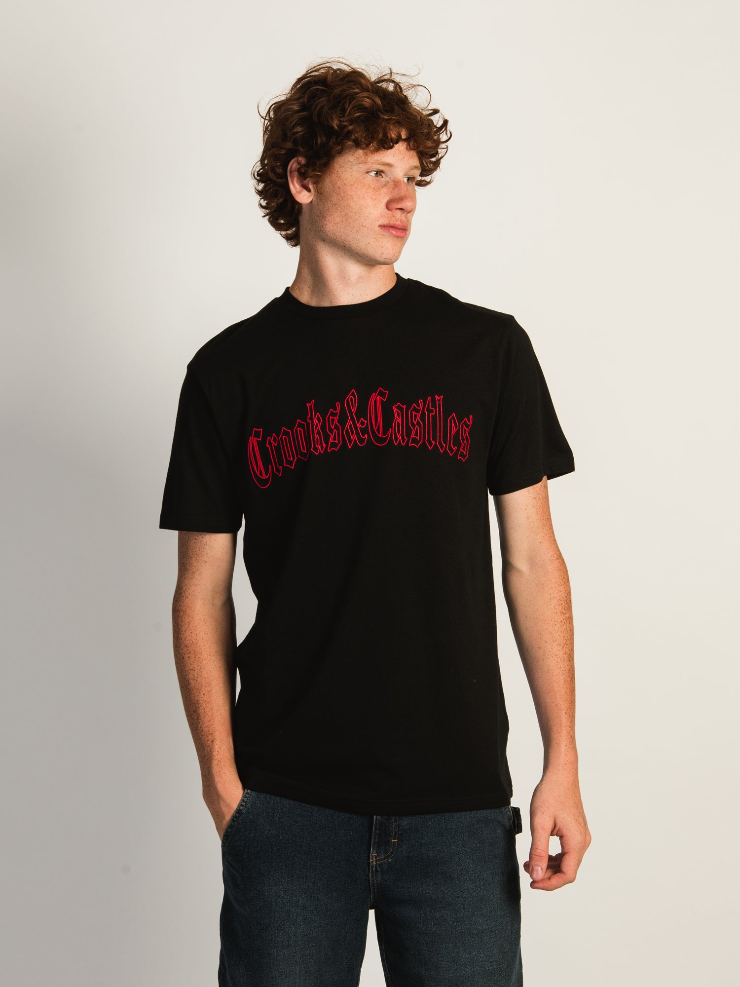 Crooks & Castles Gothic Embroidered T-Shirt for Men - Stylish Streetwear for Casual Outfits & Urban Fashion