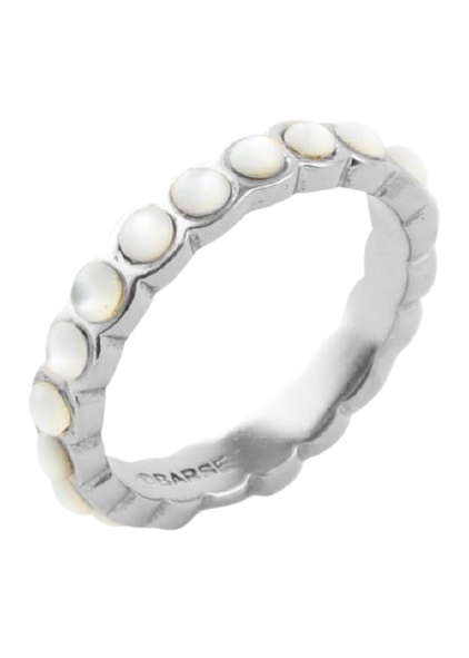 Barse Single Mother of Pearl Stackable Ring in Sterling Silver - Elegant Layered Jewelry for Women, Perfect for Everyday Wear & Special Occasions