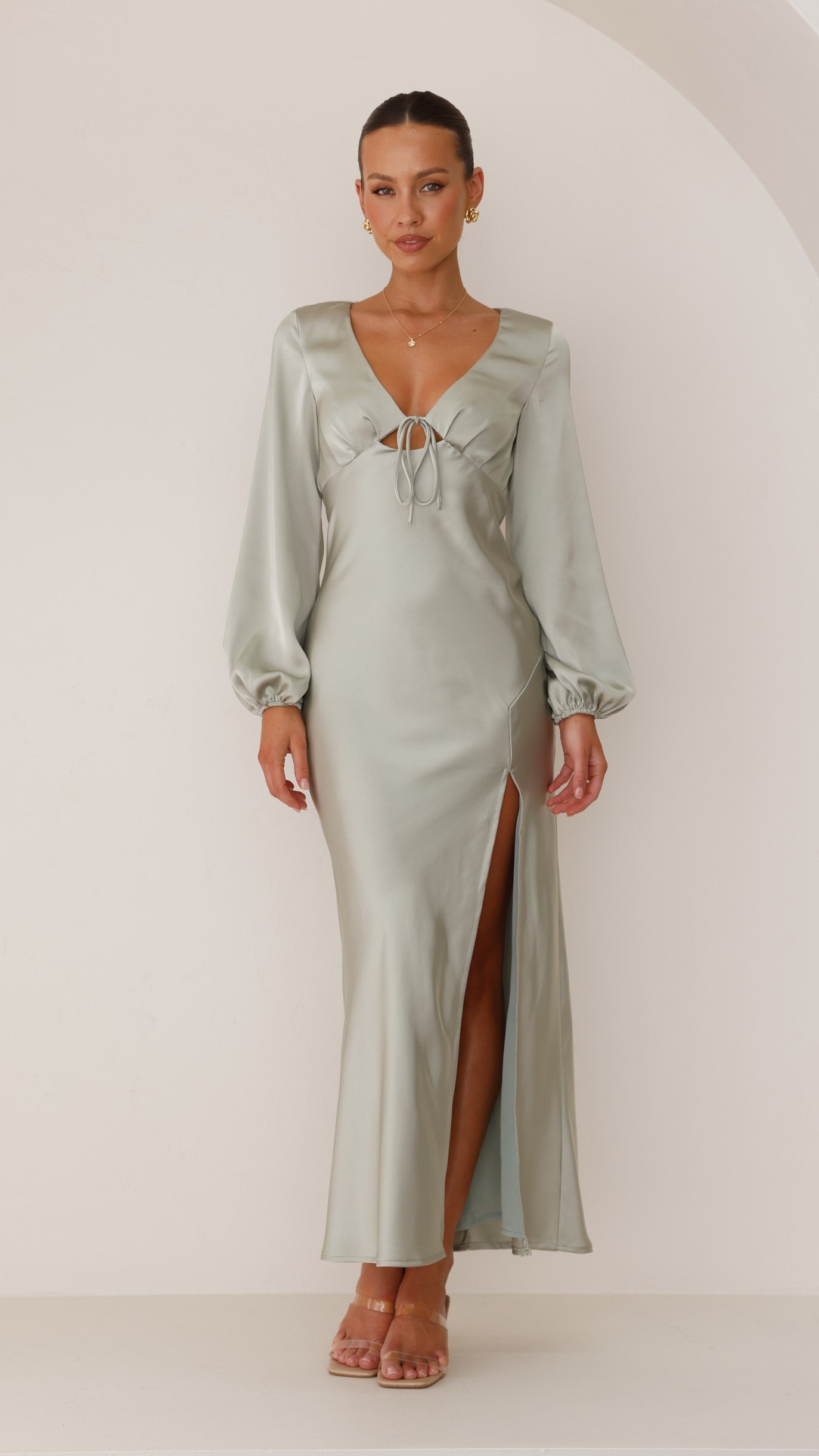 Brigitte Maxi Dress for Women - Olive Green Flowy Long Dress with Side Slits, Perfect for Summer, Beach, Vacations & Casual Outings