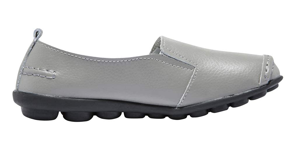 Women's Genuine Leather Loafers - Comfortable Slip-On Flat Shoes for Work, Office & Casual Wear | Non-Slip Sole & Cushioned Insole