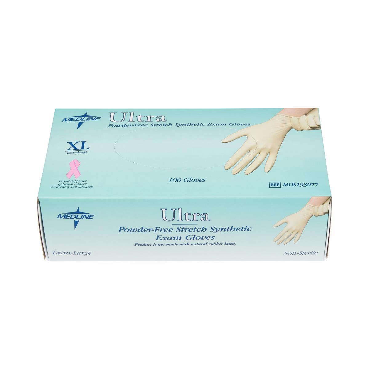 Powder-Free Stretch Synthetic Exam Gloves - Latex-Free, Non-Sterile, Disposable Nitrile Gloves for Medical, Dental, Food Handling & Cleaning (100 Count)