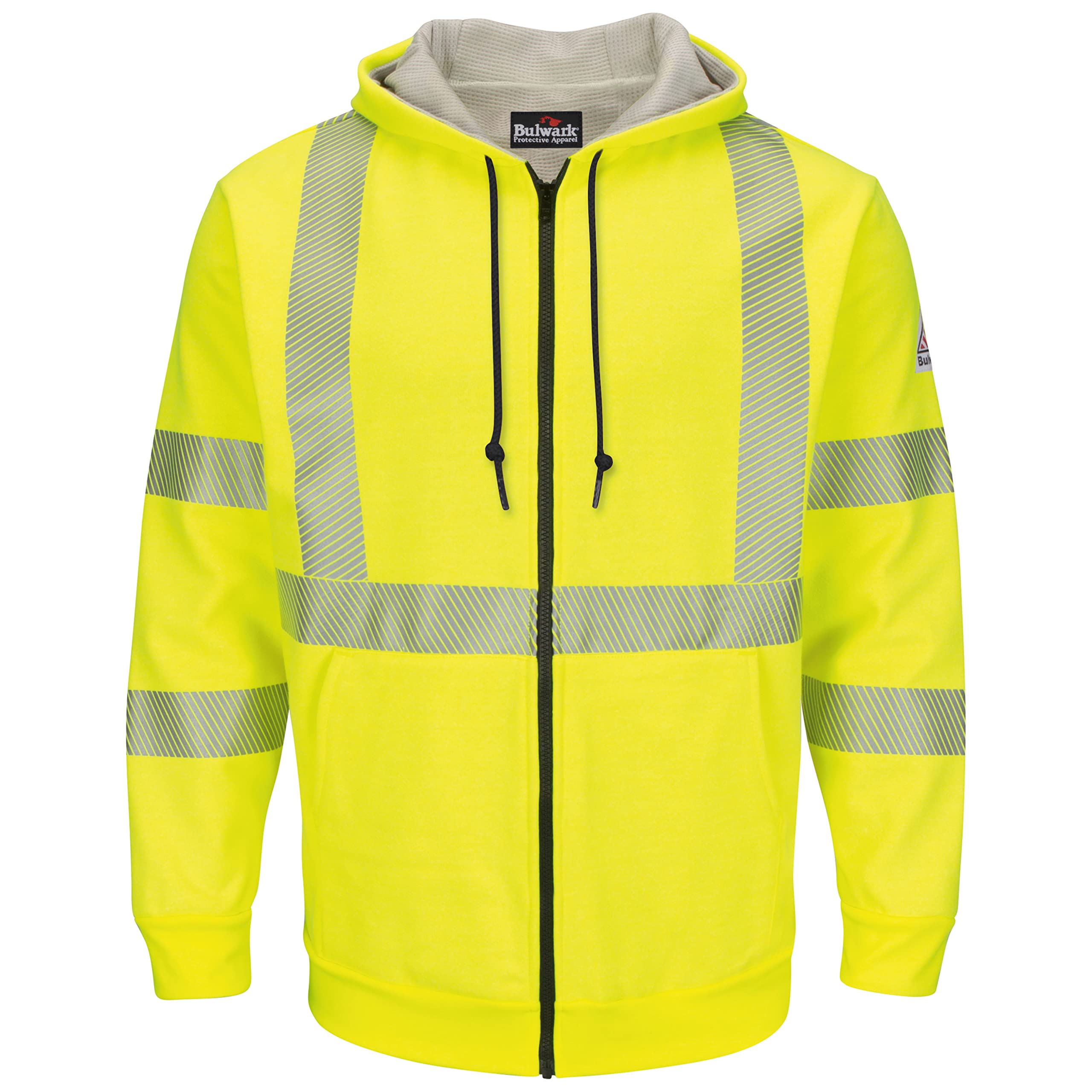 Bulwark FR Women's High Visibility Fleece Hoodie with Waffle Lining - Flame Resistant Zip-Front Sweatshirt for Construction & Outdoor Work Safety