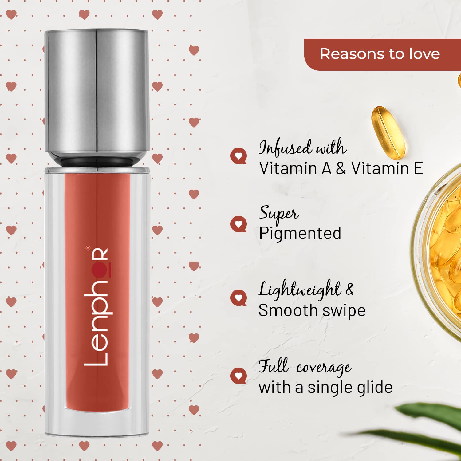 Lenphor Colour Me Up Liquid Lipstick - Vitamin A & E Enriched, Highly Pigmented, Transfer-Proof & Smudge-Resistant Matte Lipstick (Red Passion, 2ml) - Perfect for Date Nights, Parties & Everyday Wear
