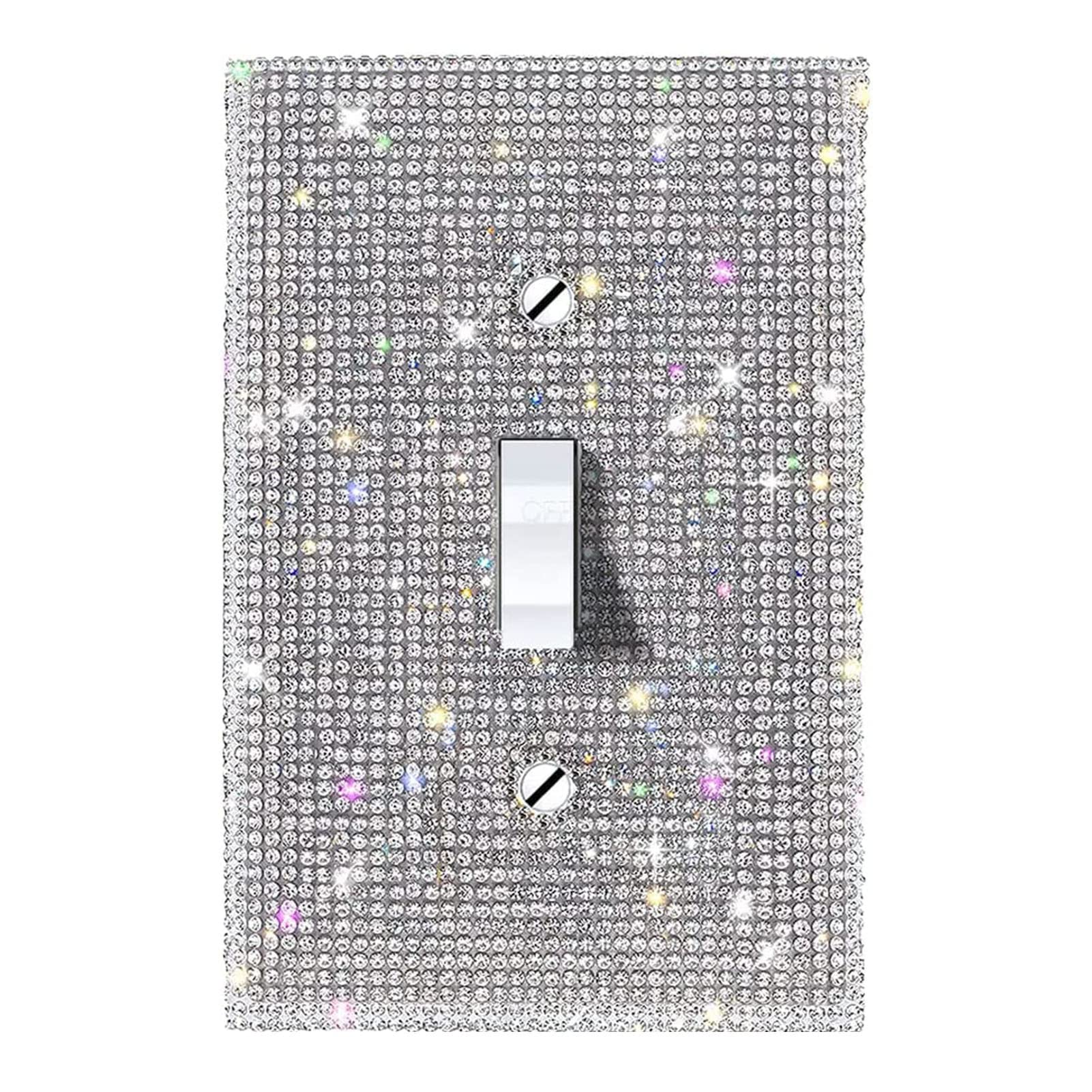Sparkling Diamond Switch Plate Cover - US Standard Rectangle Wall Plate with Rhinestones, Shiny Crystal Light Switch & Outlet Cover - Perfect for Bedroom, Living Room, Bathroom Decor