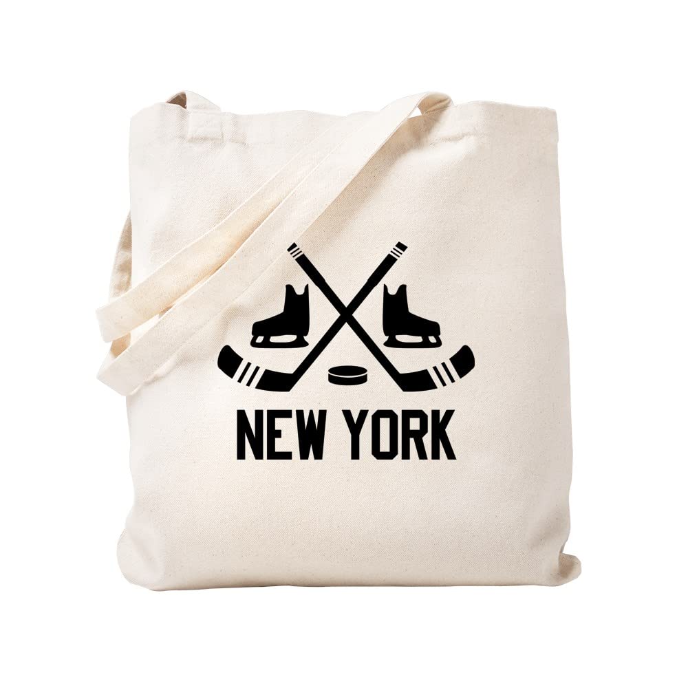 New York Hockey Tote Bag - Natural Canvas Reusable Shopping Bag for Groceries, Beach & Sports | Eco-Friendly & Durable