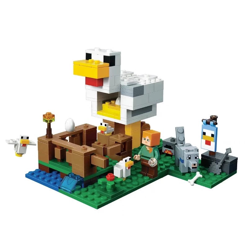 204-Piece Minecraft Chicken Coop Building Blocks Set - Creative Construction Toy for Kids & Adults - Perfect for Minecraft Lovers, Birthday Gifts & Home Decoration