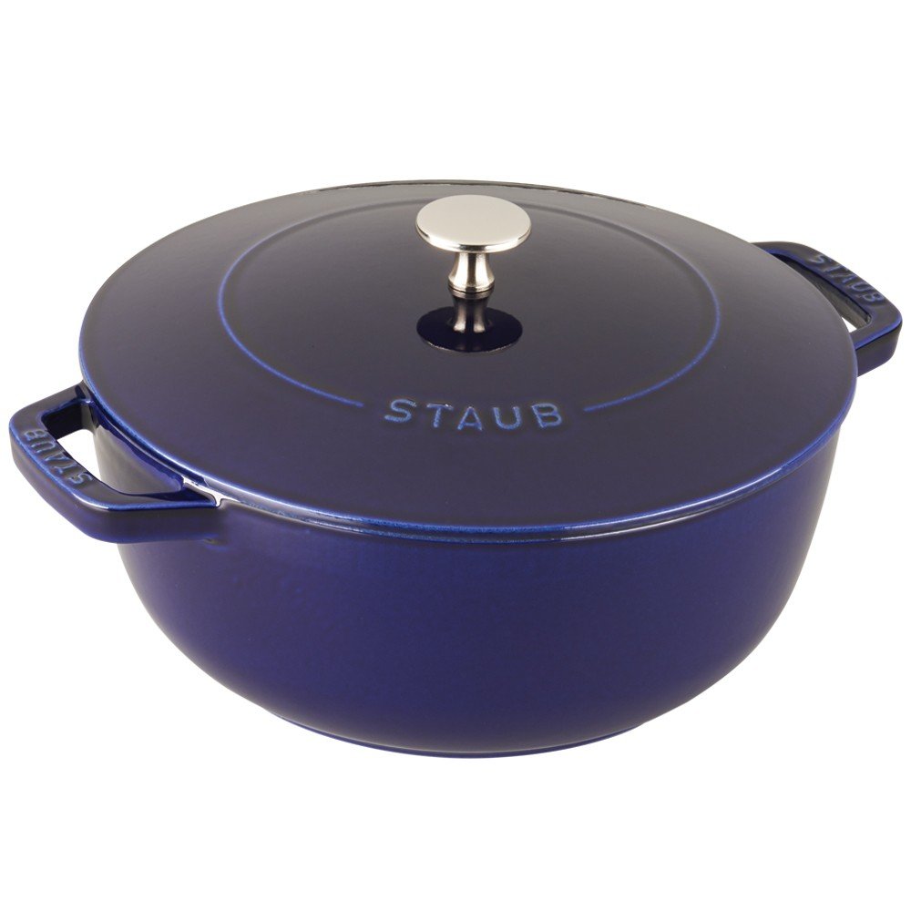 Premium Staub Cast Iron 3.75-Quart French Oven - Authentic Dark Blue Enameled Dutch Oven Made in France | Perfect for Braising, Stewing & Slow Cooking at Home