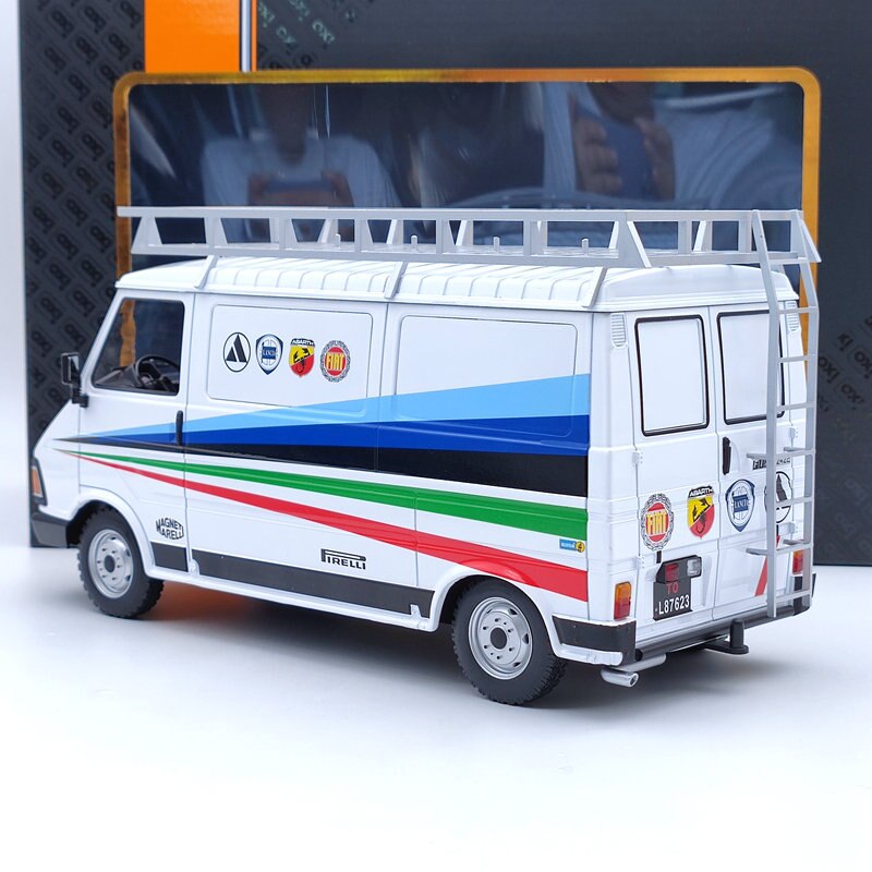 1:18 Scale IXO FIAT 242 1980 Technic Abarth Assistance Diecast Model Car with Roof Rack - Limited Edition Collectible for Car Enthusiasts & Display - Perfect for Showcase, Gift Giving, and Racing Memorabilia Collections