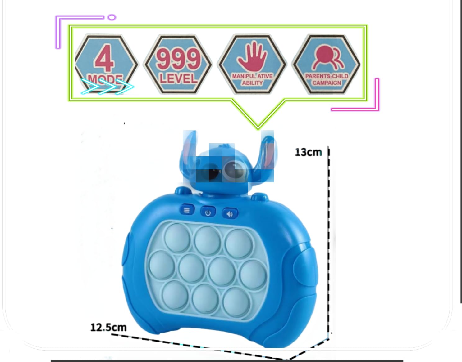 UBIK Electronic Pop It Toy - Quick Push Sensory Fidget Toy with 4 Modes, Sound & Light - Stress Relief & Focus Aid for Kids & Adults (S-1) - Perfect for Anxiety Relief, Classroom, Office & Travel