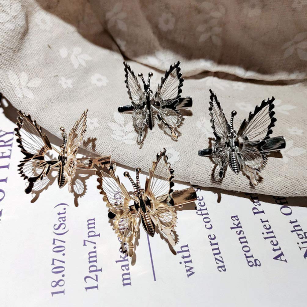 Amosfun 3-Piece Butterfly Hair Clips with Moving Crystal Rhinestones - Elegant French Side Hair Pins for Women, Perfect for Parties, Weddings and Daily Hair Accessories