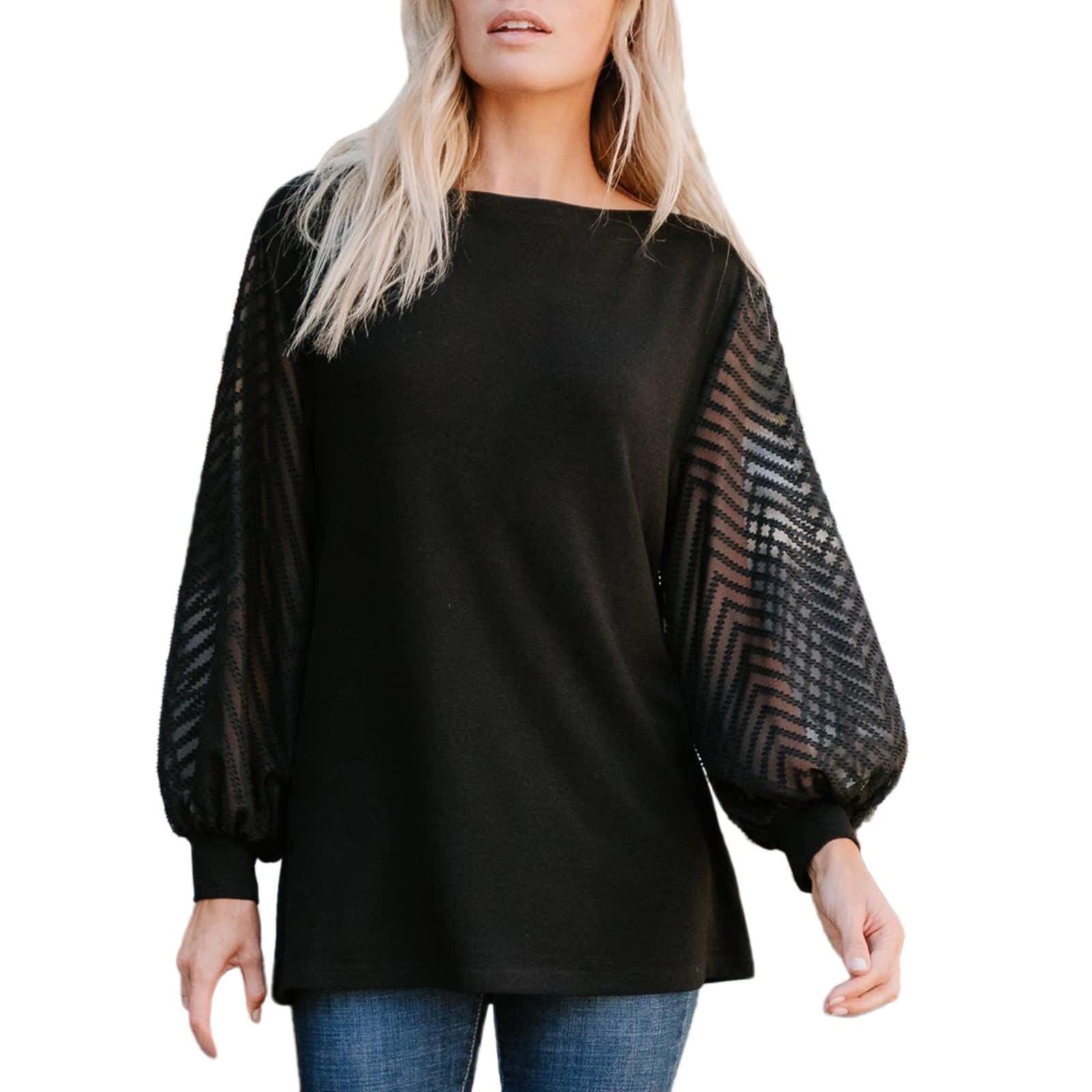 Stylish Women's Summer Mesh Long Sleeve Top - Loose Fit Thin Solid Color Stitched Sleeve Blouse for Casual Wear, Beach Outings & Date Nights