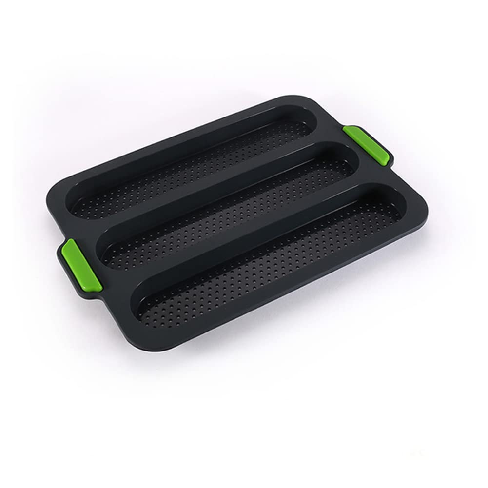French Bread Baking Mold - 3 Groove Wave Baguette Pan for Homemade Artisan Bread, Cakes & Pastries | Non-Stick Bread Wave Baking Tray | Perfect for French Toast, Sandwiches & Party Appetizers (Green)