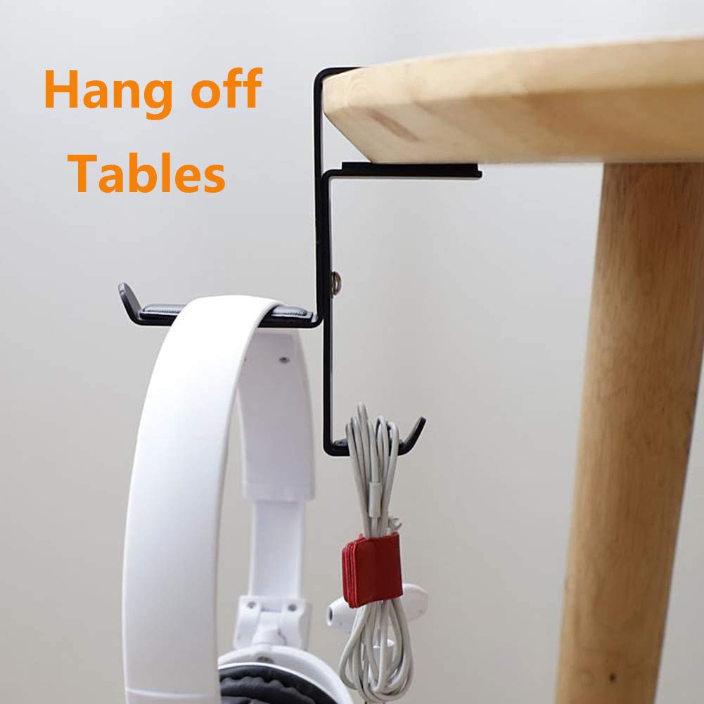 Adjustable Universal Headphone Stand Holder - Desk & Shelf Mount Hook for Gaming, PC, Office - Durable Headset Hanger Bracket for All Headphones (White) - Perfect for Workspace & Gaming Setup Organization