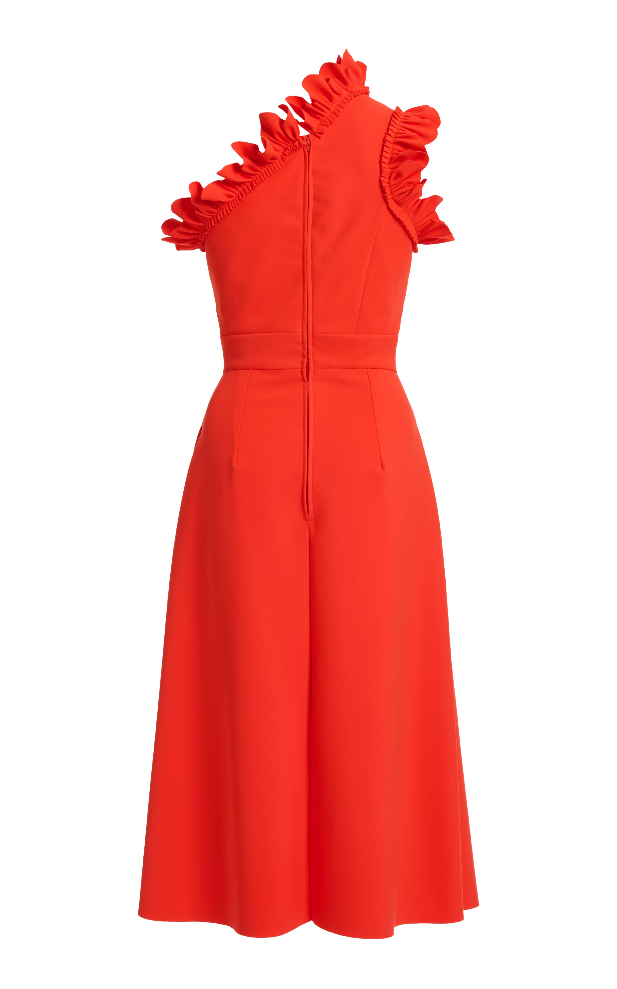 Greta Constantine Safiyah One Shoulder Triangle Cut Out A-Line Midi Dress - Elegant Evening Wear for Parties, Weddings & Special Occasions