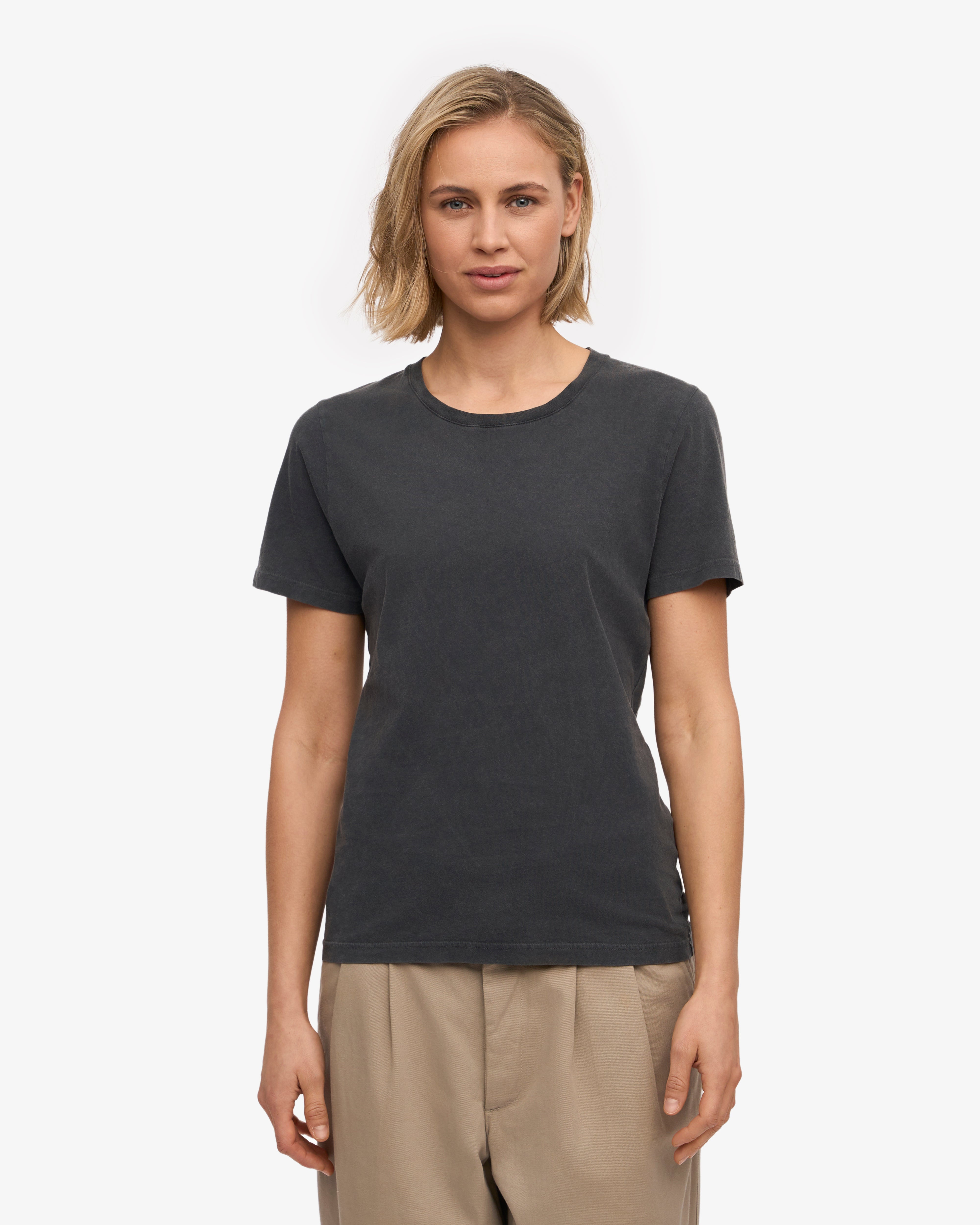 Women's Lightweight Organic Cotton T-Shirt - Faded Black | Soft & Breathable for Casual Wear & Everyday Comfort