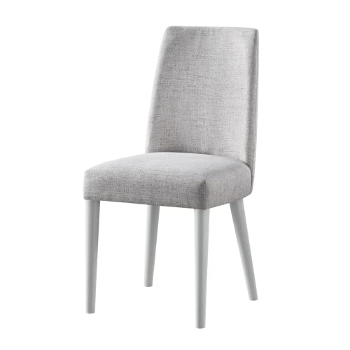 Fabric Upholstered Urban Style Dining Chairs - Solid Wood Legs Padded Kitchen Side Chair, Classic Accent Chair for Living Room, Bedroom & Dining Room (Single Pack, Gray) - Perfect for Small Spaces & Modern Home Decor
