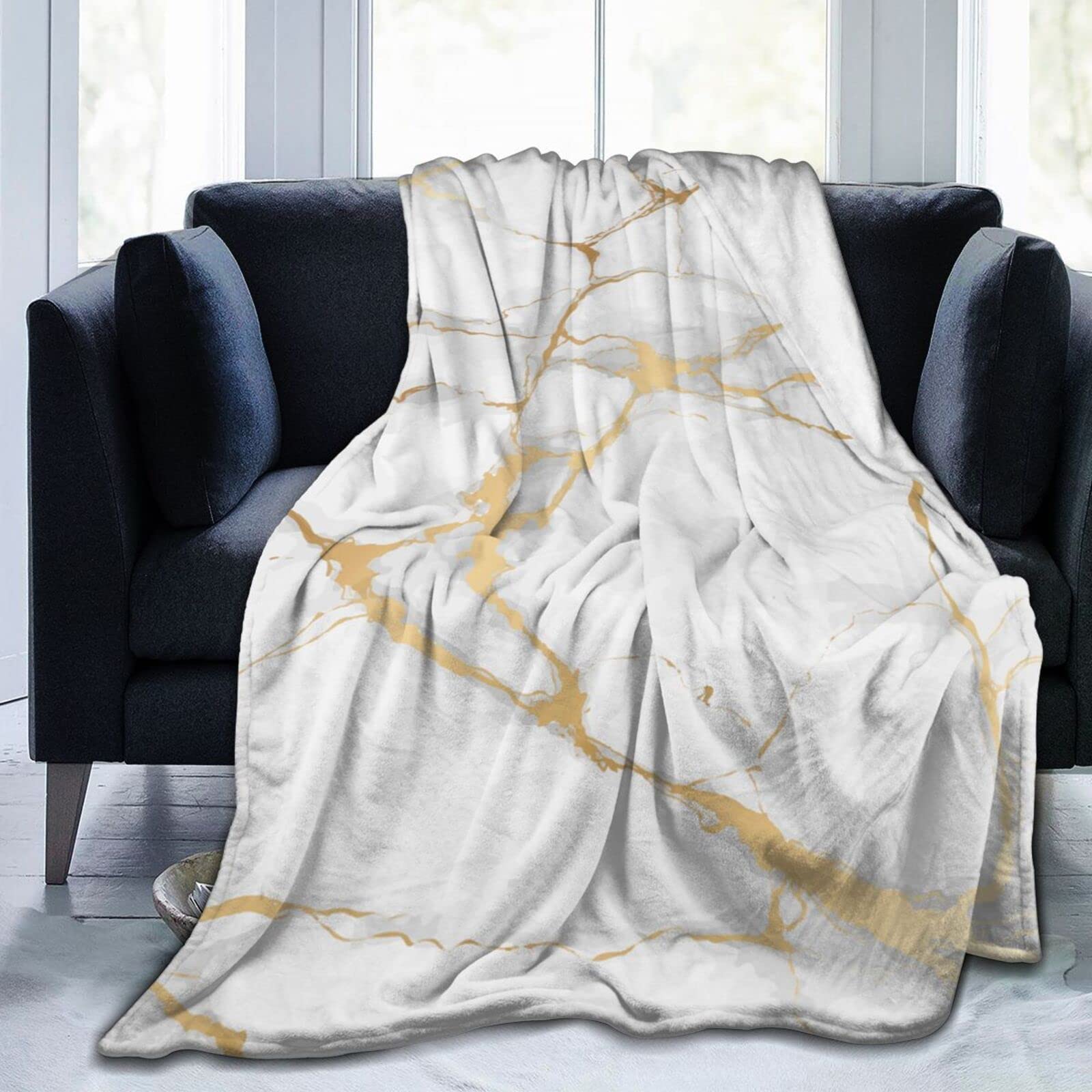 Perinsto Marble Texture Throw Blanket - Ultra Soft & Warm Fleece Blanket for All Seasons (60