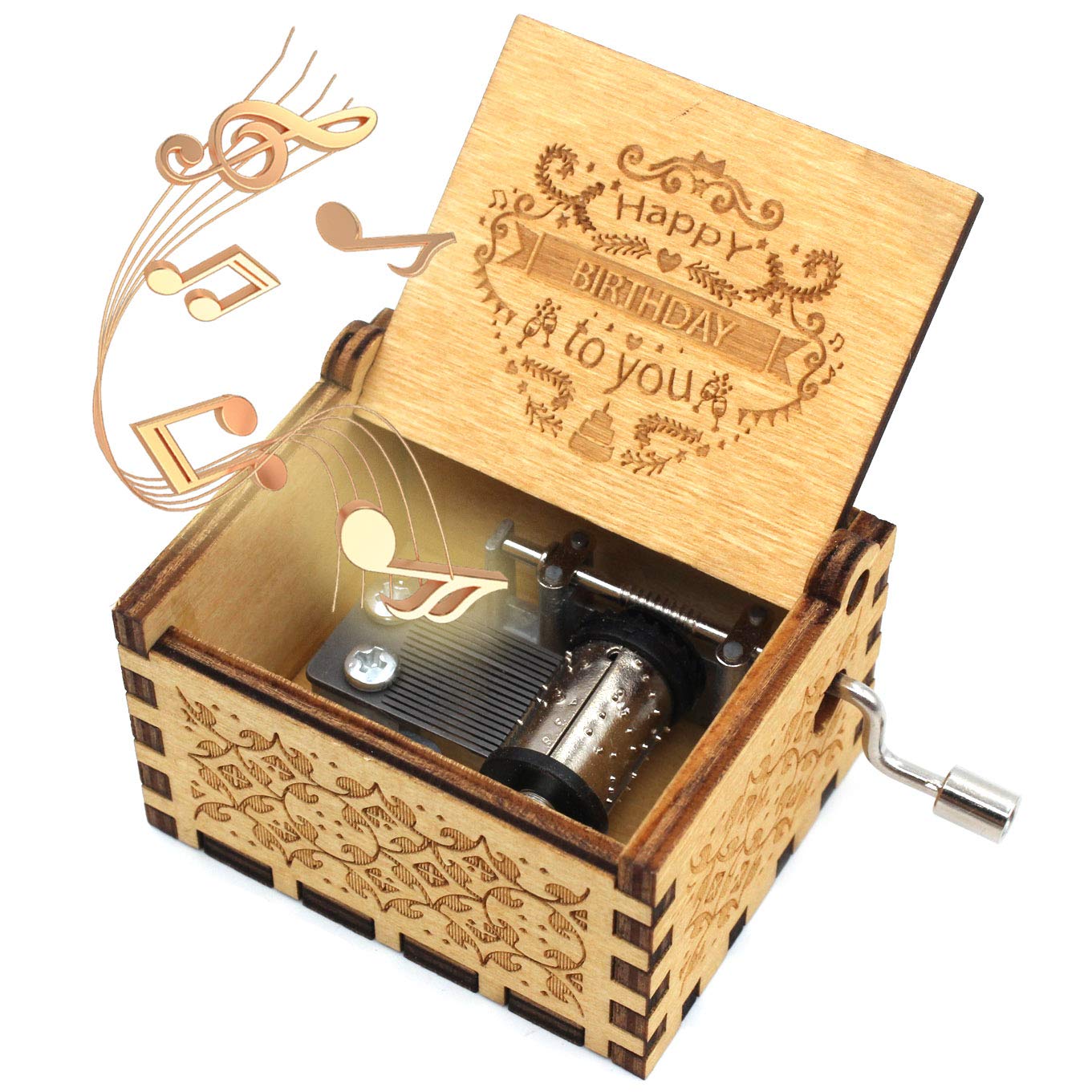 UKEBOBO Handcrafted Wooden Music Box with Happy Birthday Song - Perfect Birthday Gift, Valentine's Day Present, Anniversary Keepsake (1 Set) | Ideal for Romantic Surprises, Wedding Favors & Special Occasions