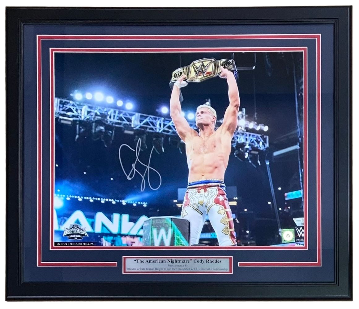 Cody Rhodes Autographed WWE Wrestlemania 40 Framed 16x20 Photo - Limited Edition Collectible for Wrestling Fans & Sports Memorabilia Display
